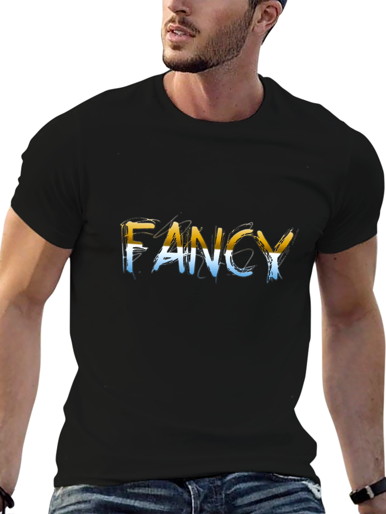 Fancy Graphic Print Black T-Shirt