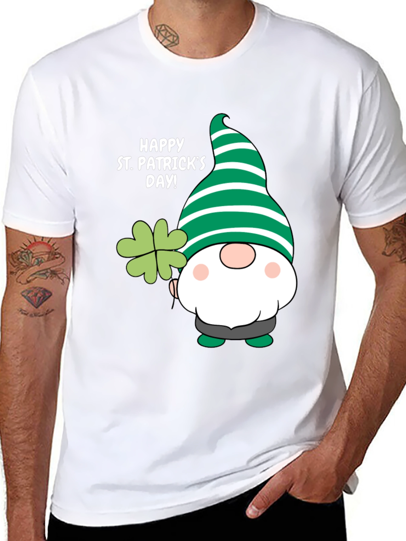 St. Patricks Day Gnome T-Shirt - Lucky Clover Design