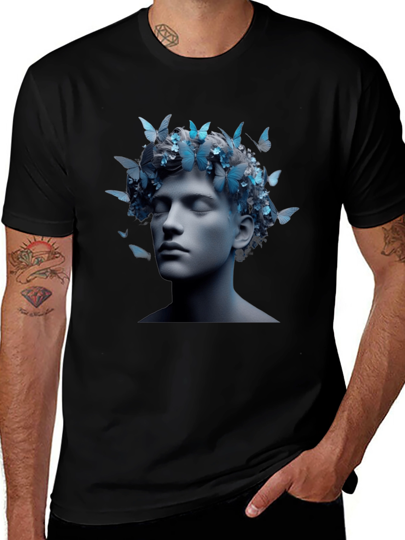 Butterfly Crown Graphic Tee - Unisex Black T-Shirt