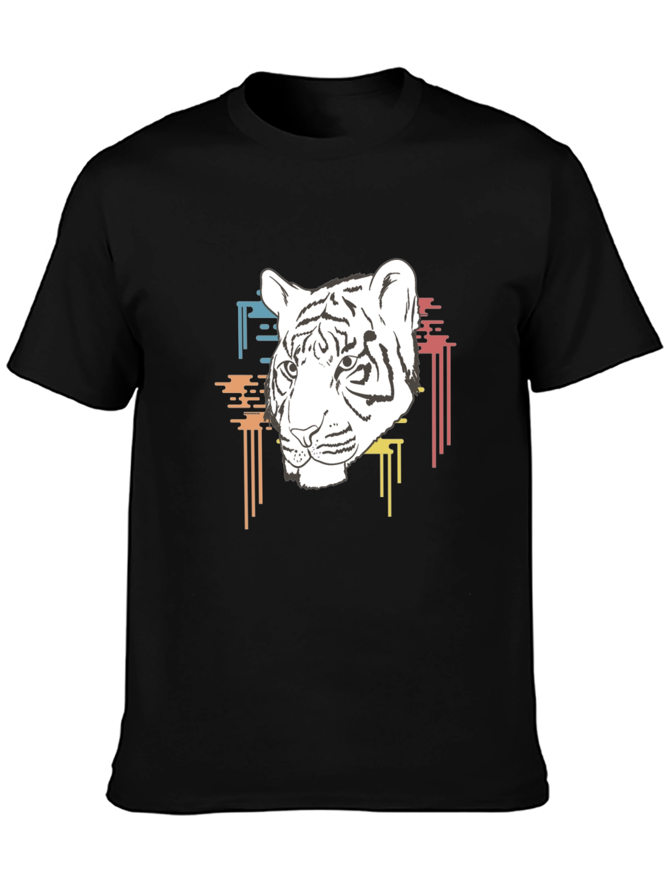 Cool Black T-Shirt with White Tiger Graphic