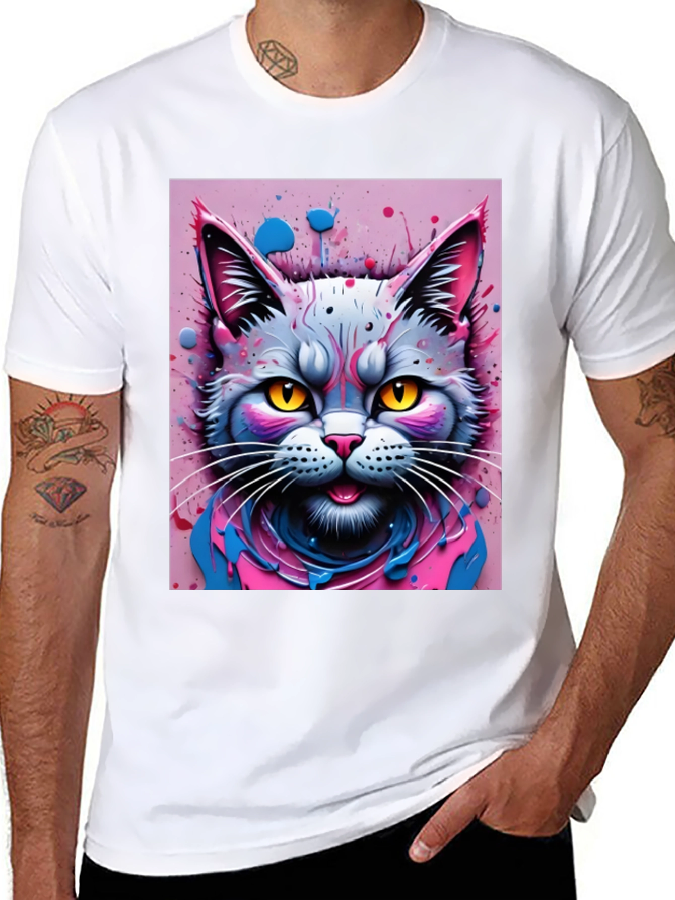 Cool Cat Graphic Tee - Black
