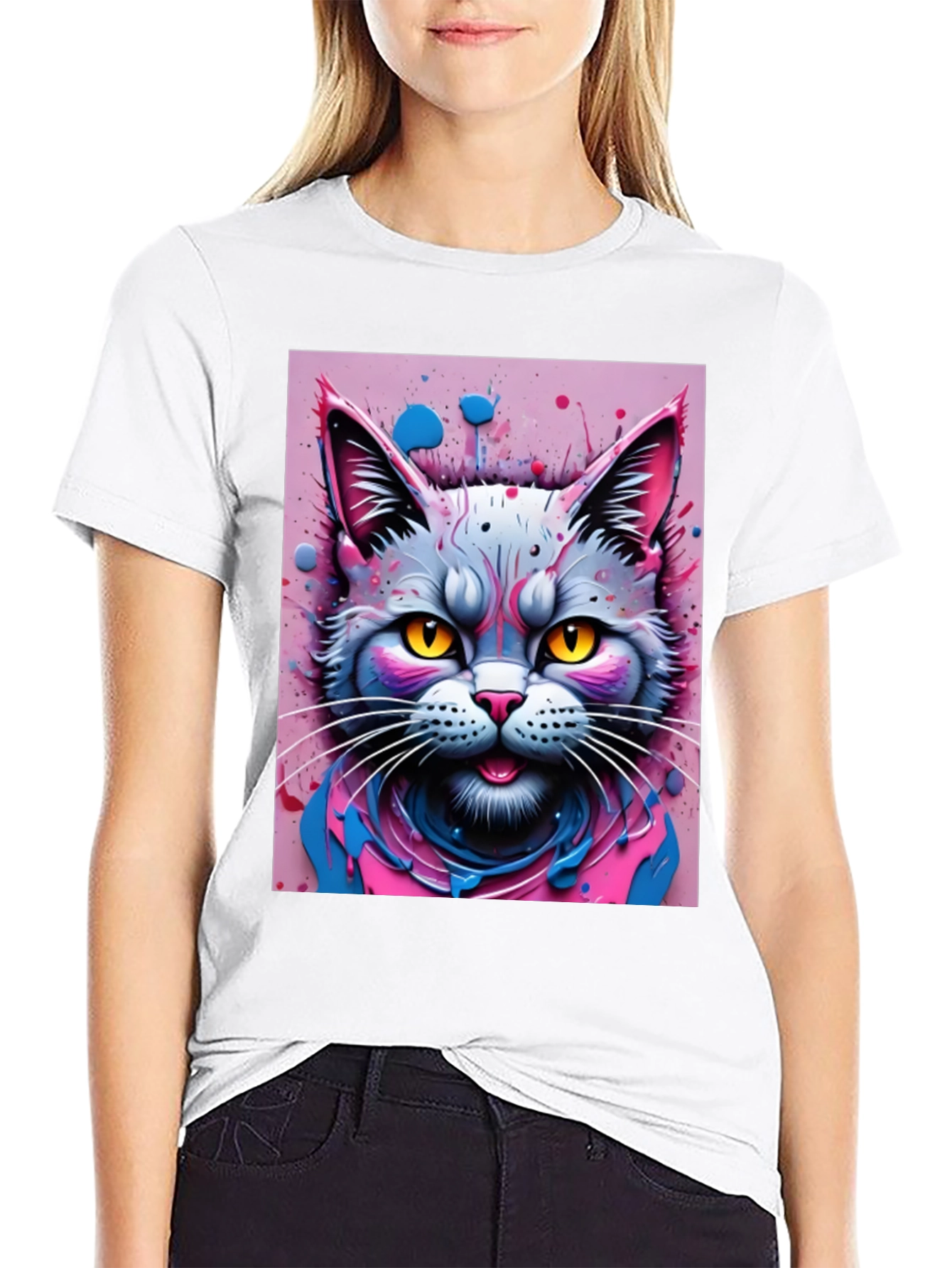 Cool Cat Graphic Tee - Black