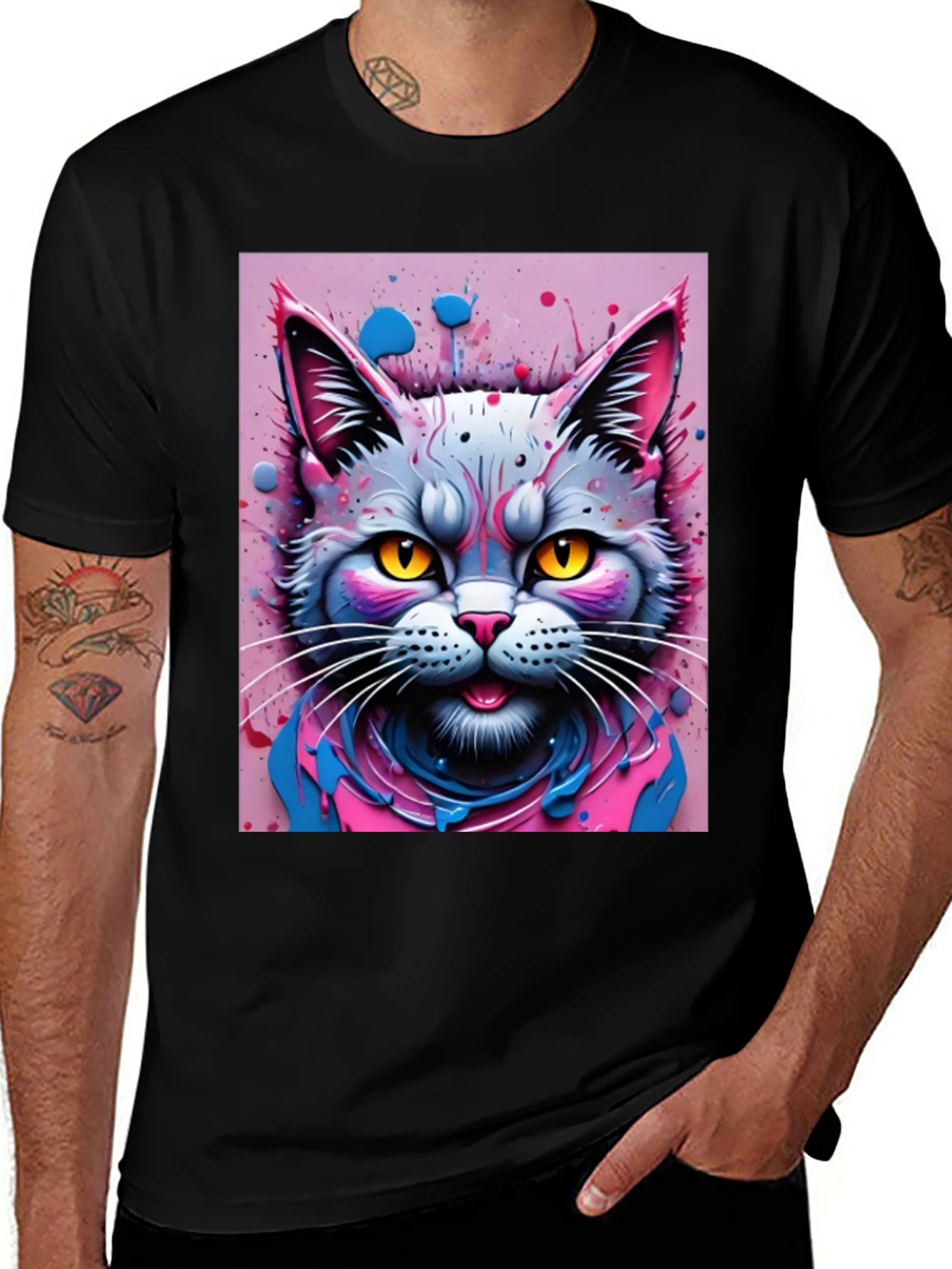 Cool Cat Graphic Tee - Black
