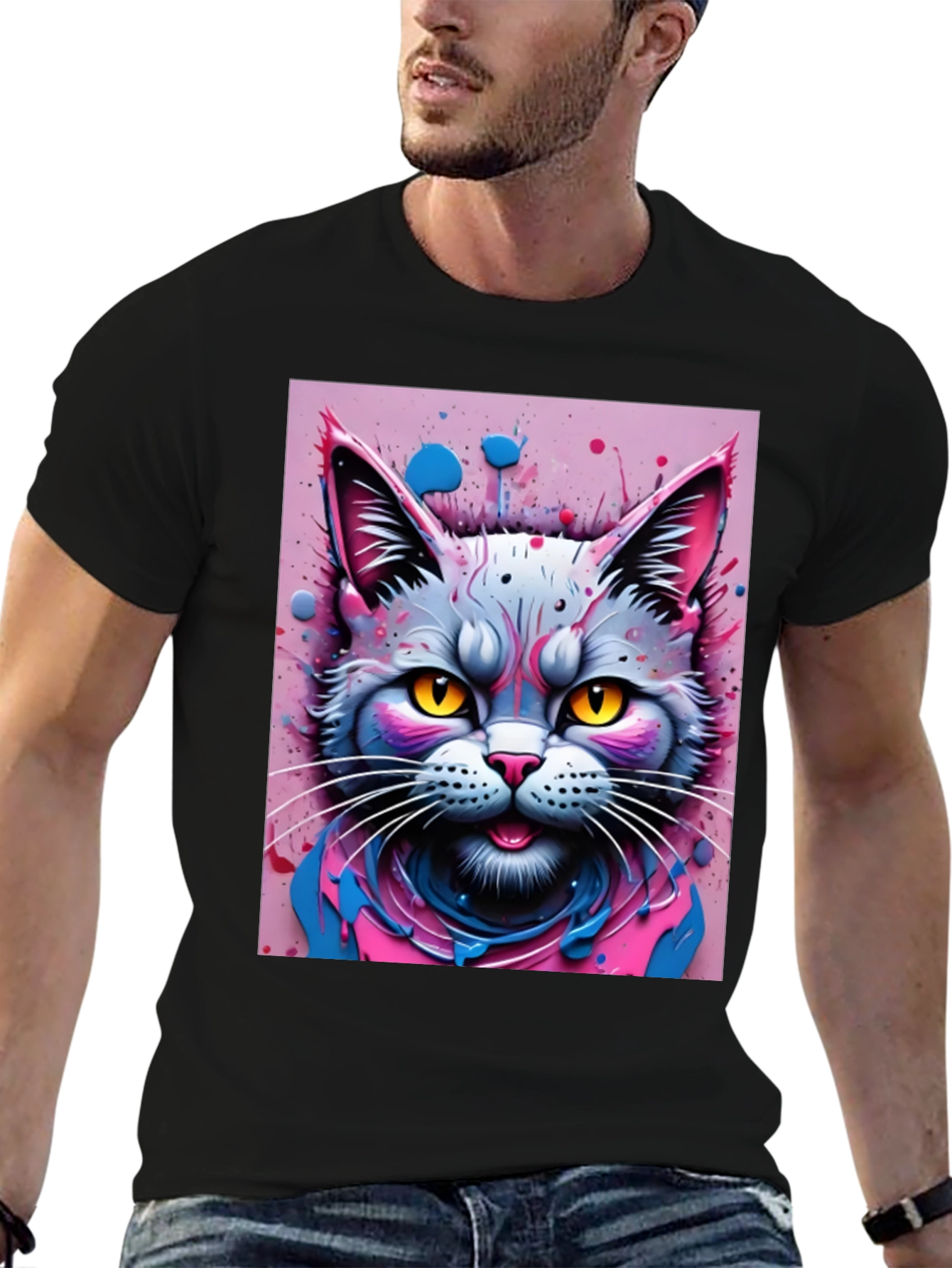 Cool Cat Graphic Tee - Black