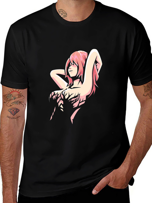 Anime Girl Graphic Black T-Shirt