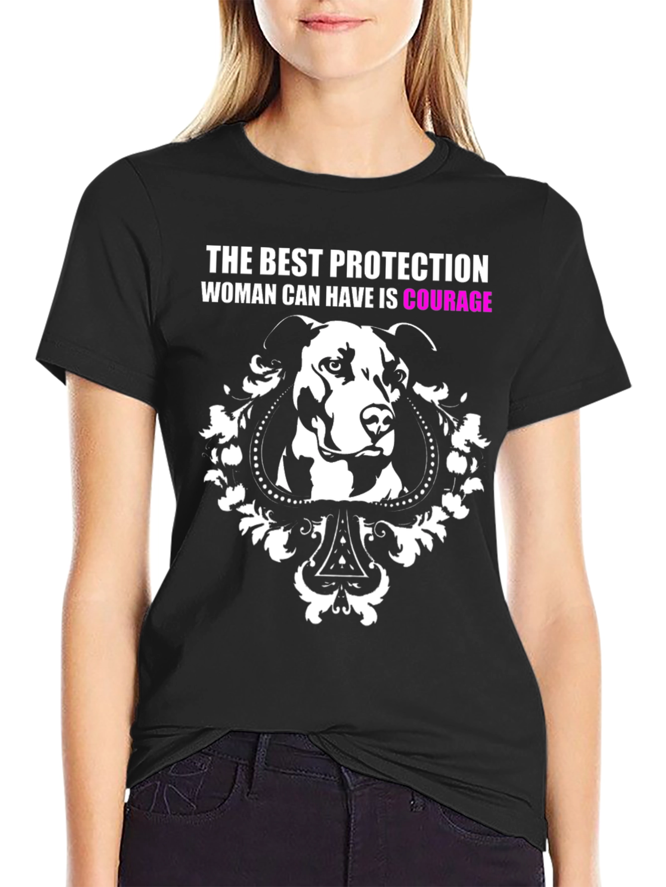 Dog Courage Graphic Tee - Empowering Womens Shirt