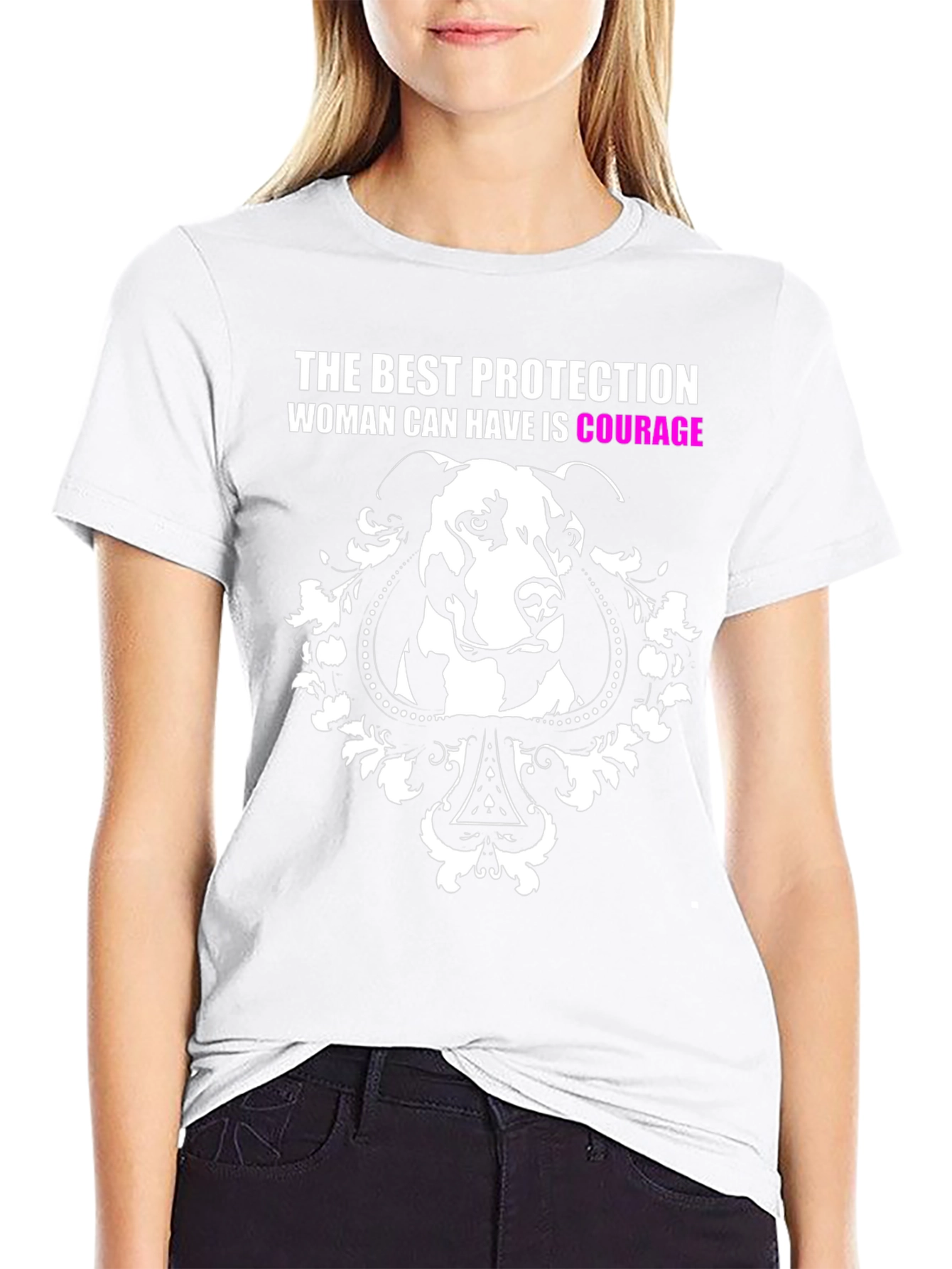 Dog Courage Graphic Tee - Empowering Womens Shirt