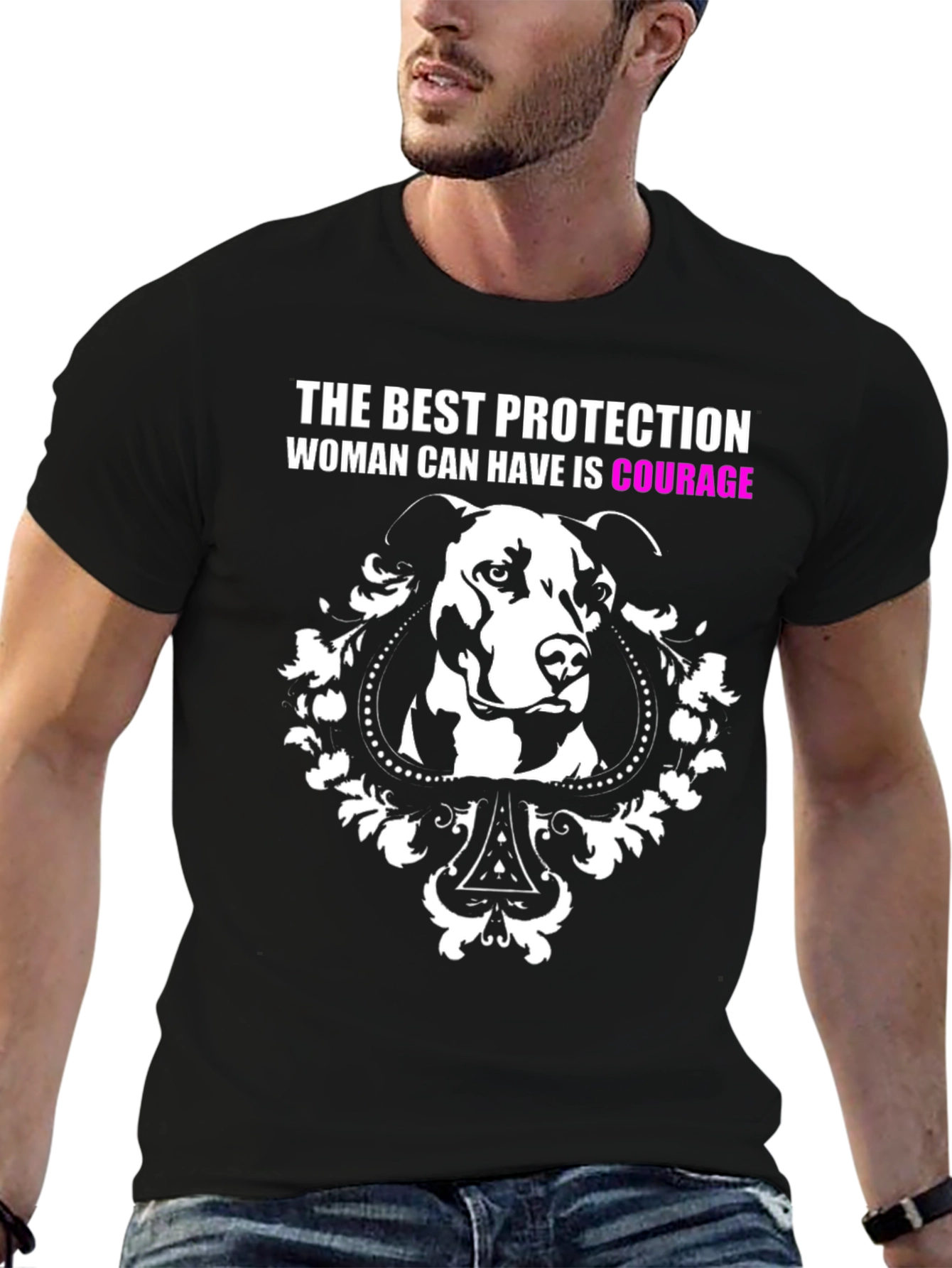 Dog Courage Graphic Tee - Empowering Womens Shirt
