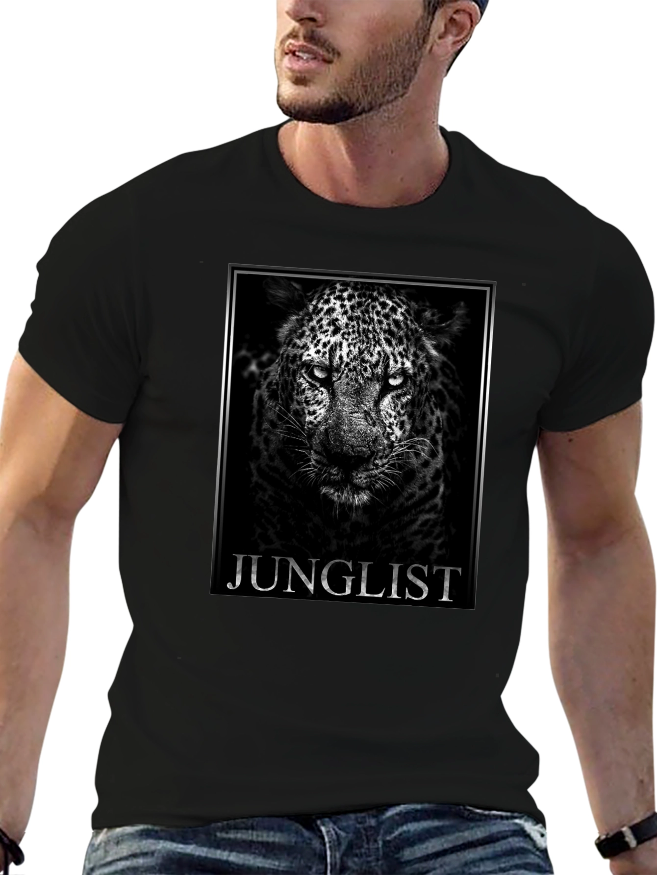 JUNGLELIST Leopard Graphic T-Shirt - Black