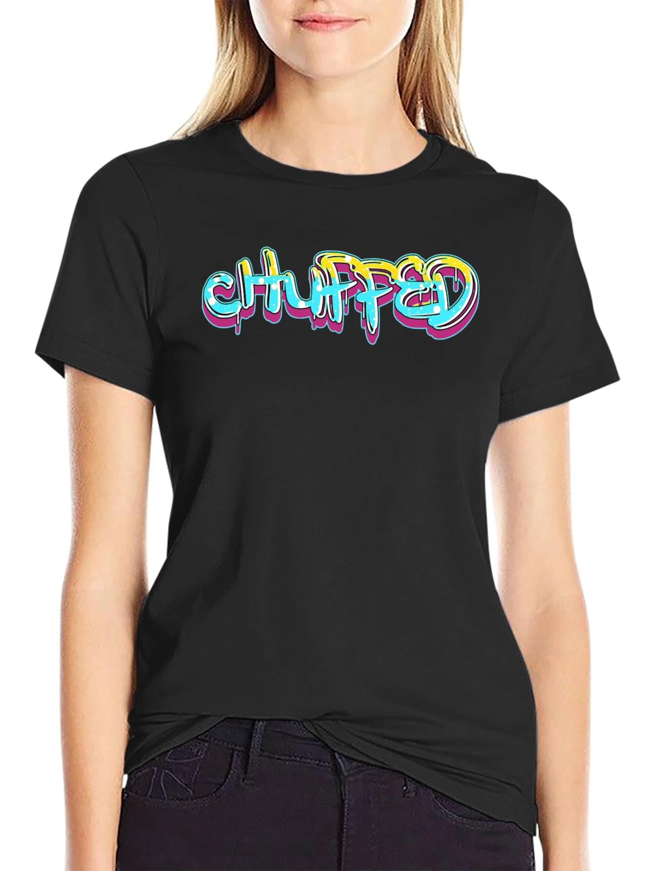 Chuffed Graphic Print Black T-Shirt