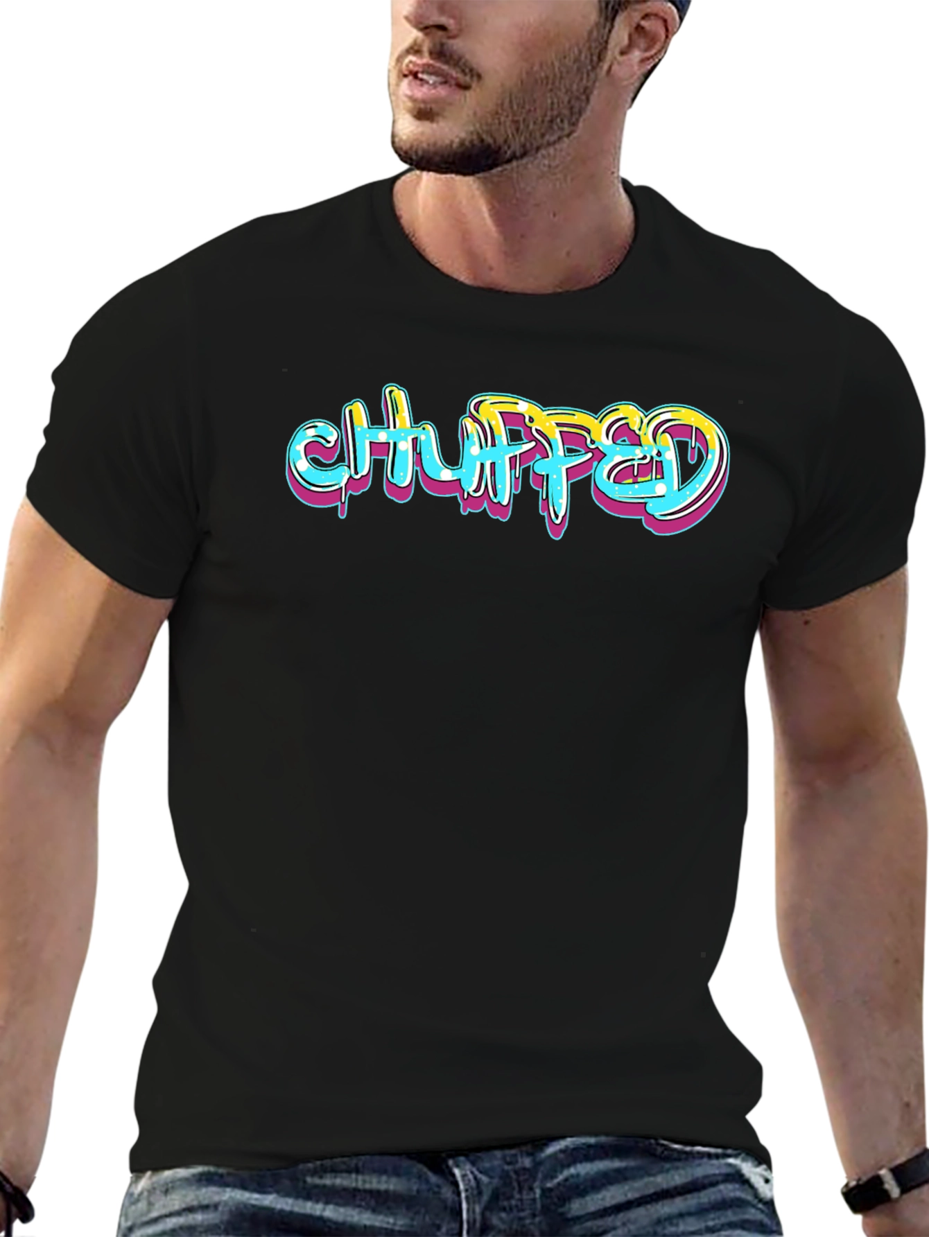 Chuffed Graphic Print Black T-Shirt