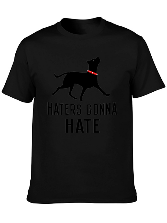 Haters Gonna Hate Dog Graphic Tee - Black Crew Neck