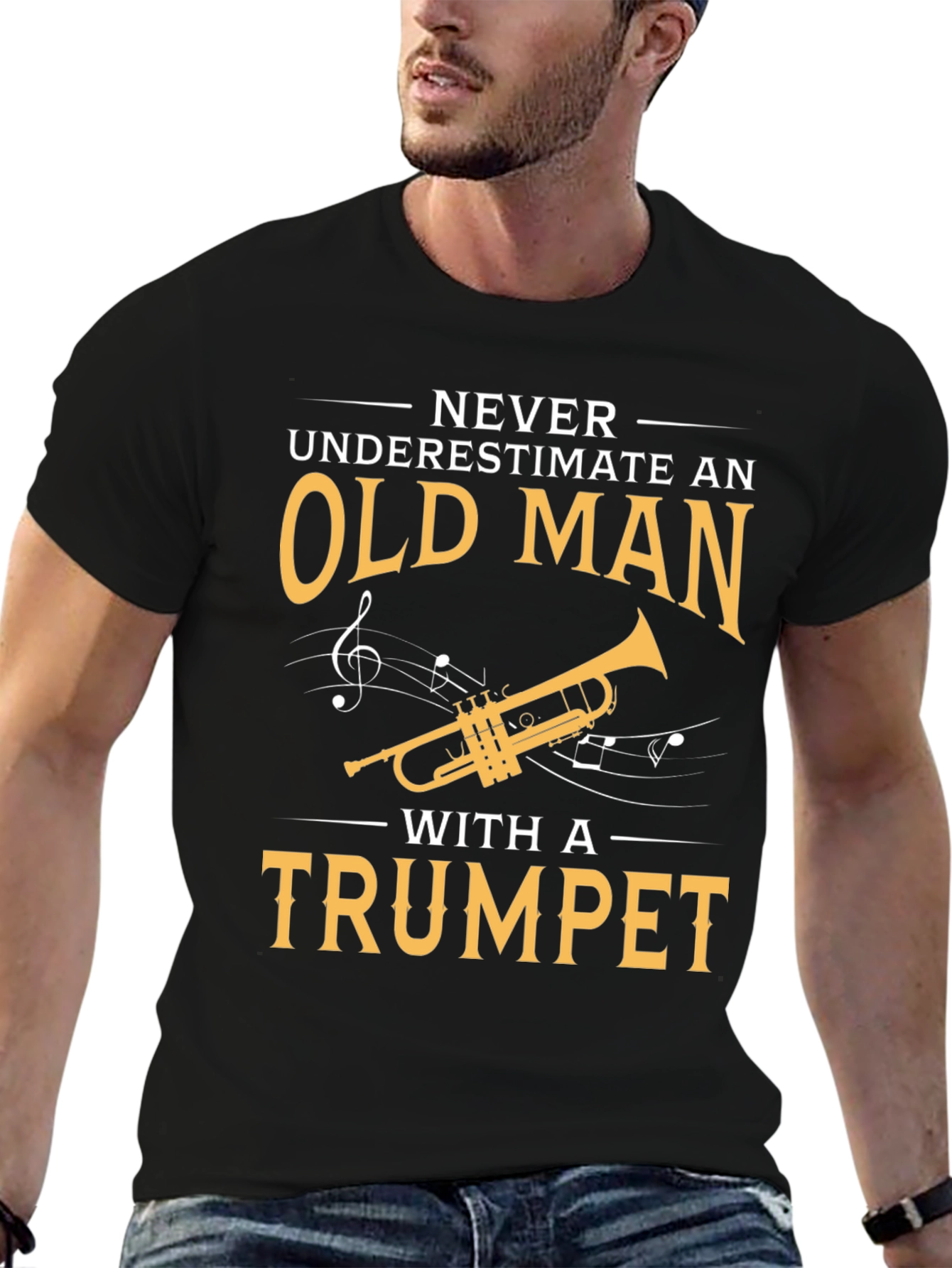 Never Underestimate Old Man with Trumpet T-Shirt