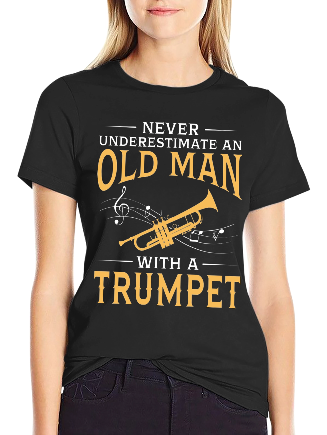 Never Underestimate Old Man with Trumpet T-Shirt