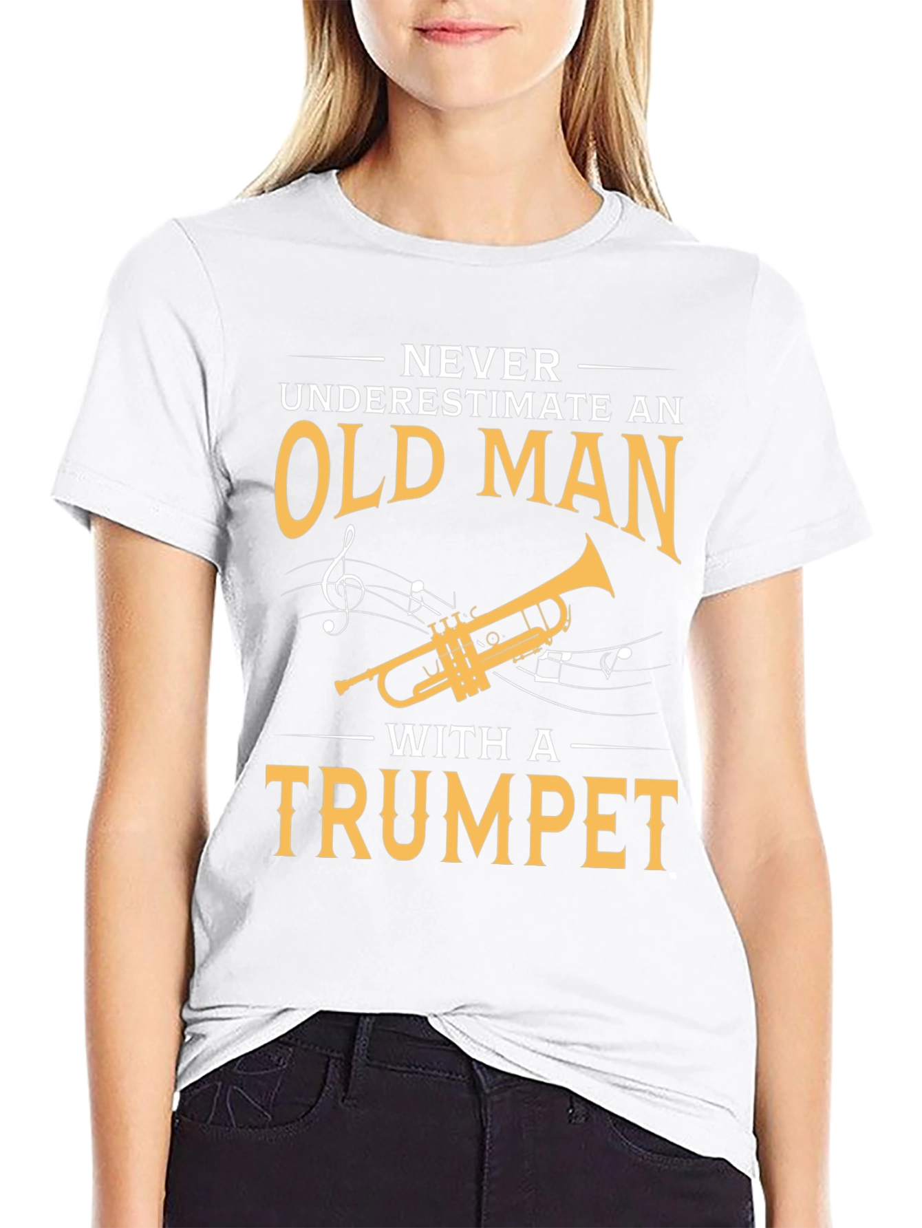 Never Underestimate Old Man with Trumpet T-Shirt