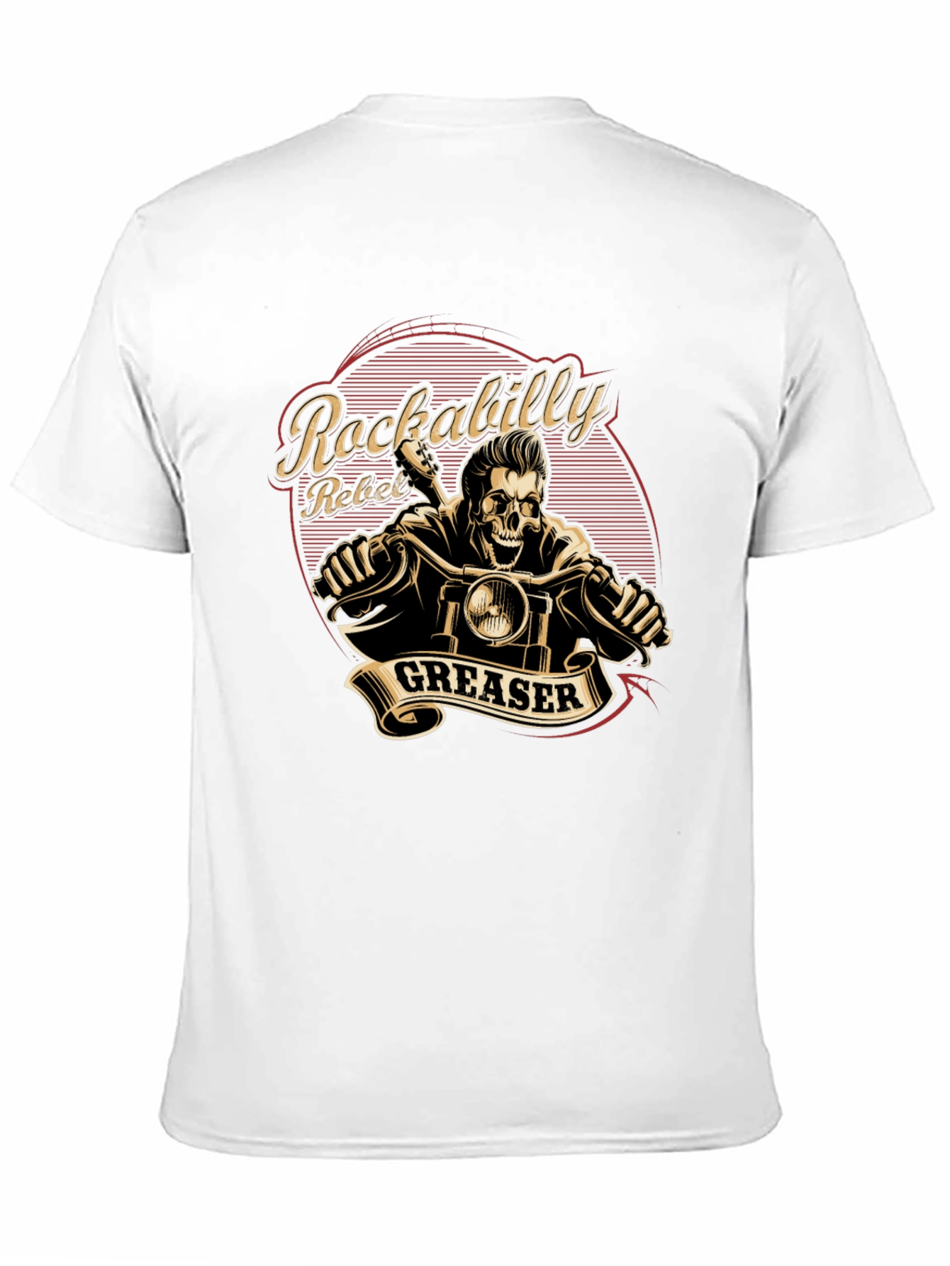 Rockabilly Rebel Greaser Skeleton Rider T-Shirt