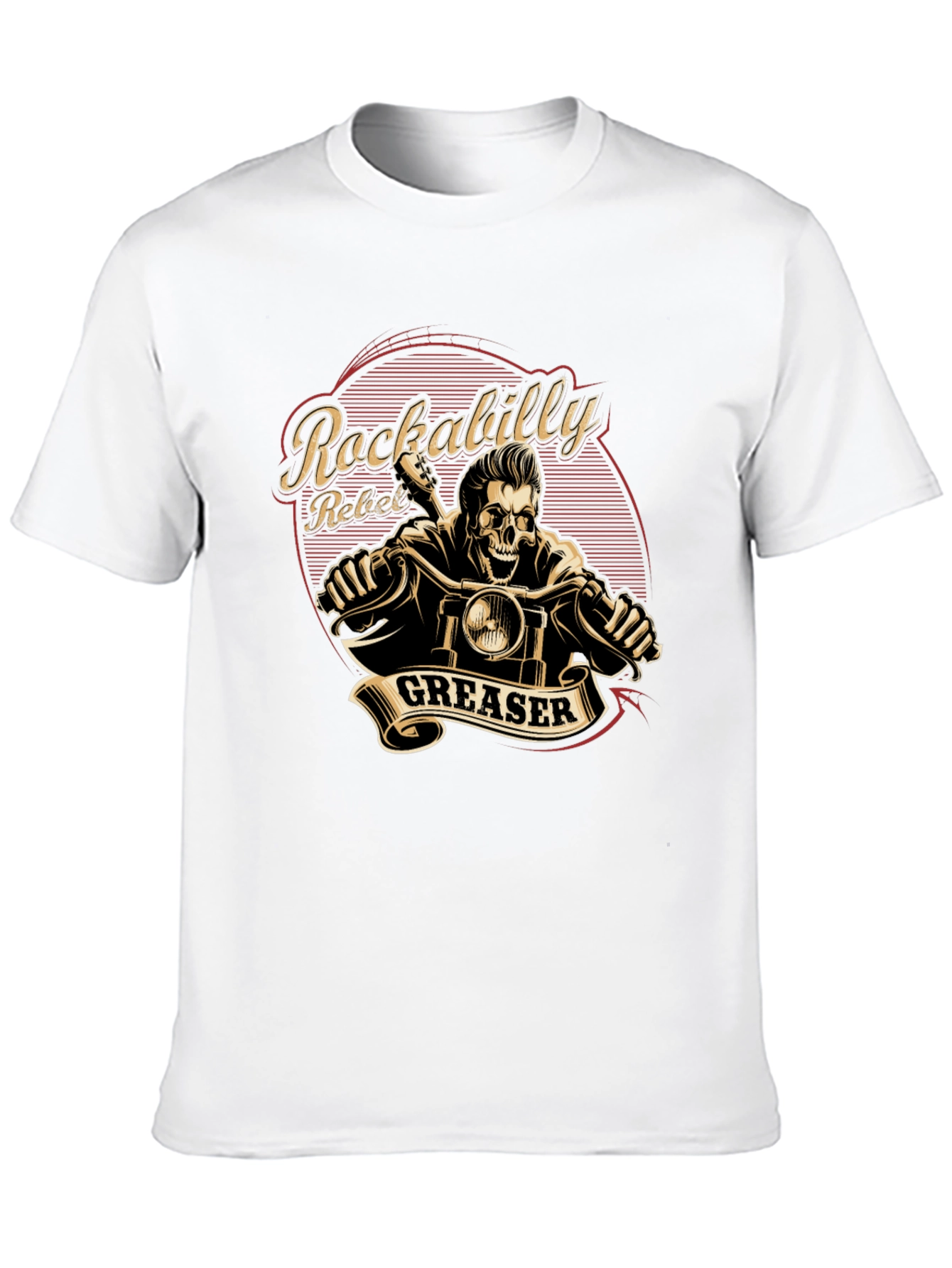Rockabilly Rebel Greaser Skeleton Rider T-Shirt
