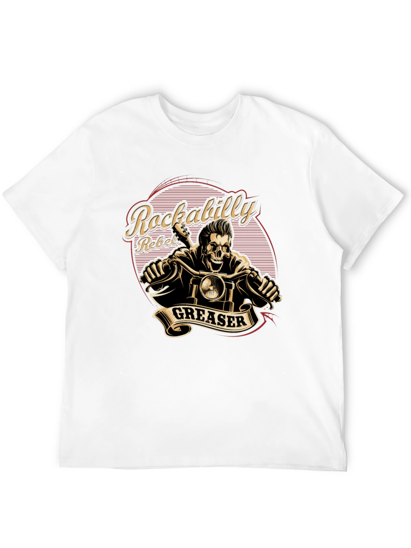 Rockabilly Rebel Greaser Skeleton Rider T-Shirt