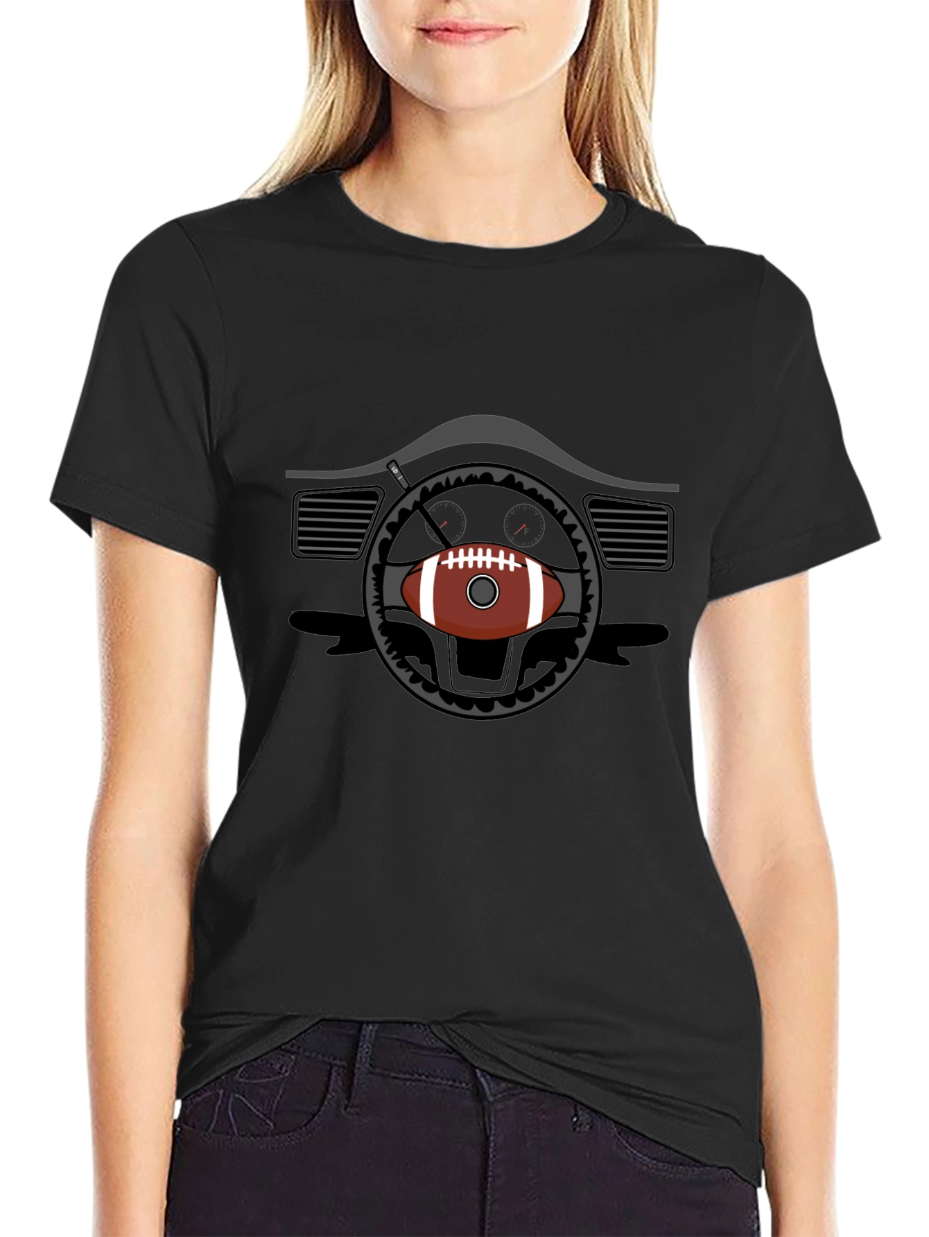 Football Steering Wheel Graphic Tee