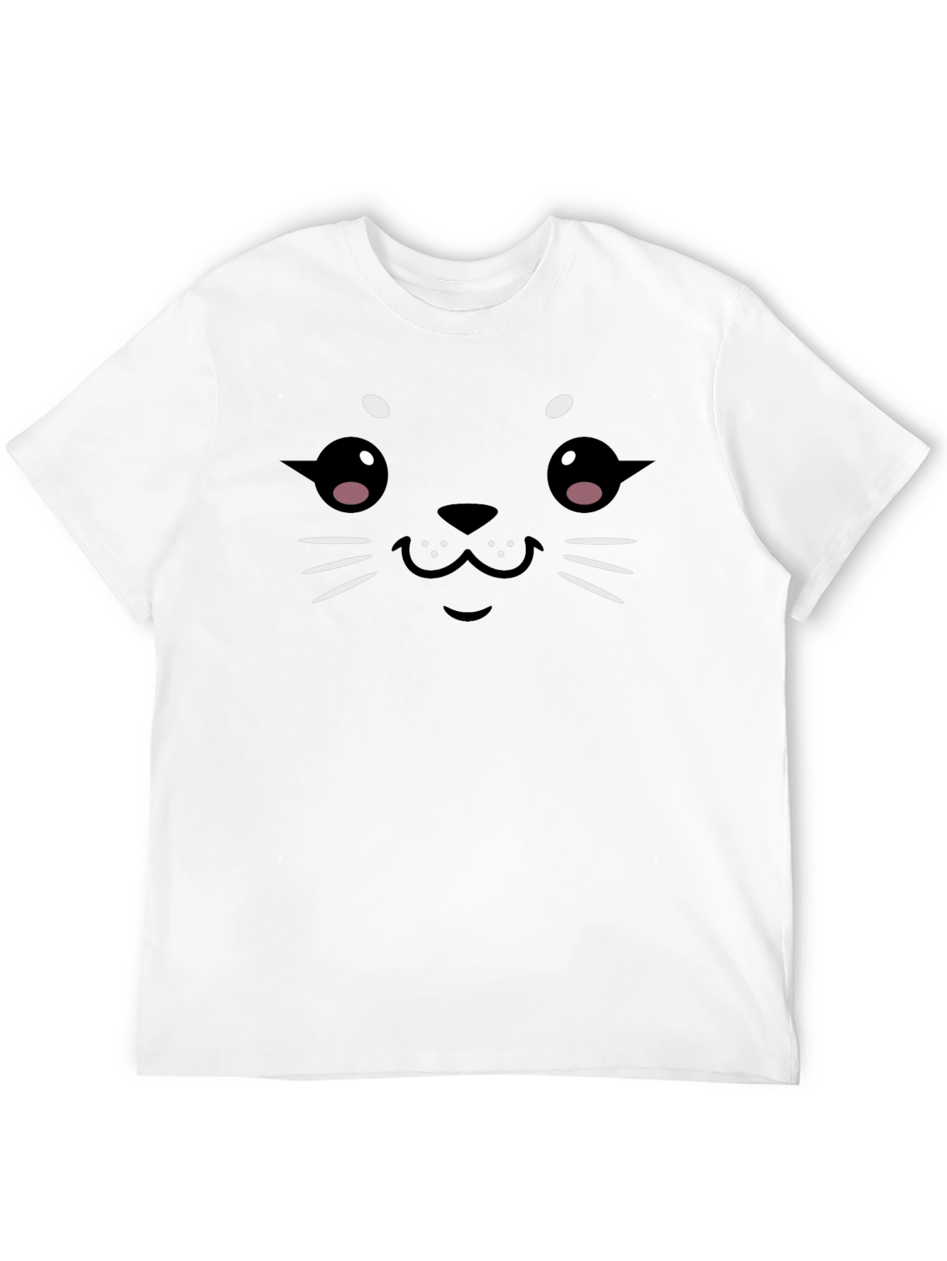 Cute Seal Face Graphic Black T-Shirt