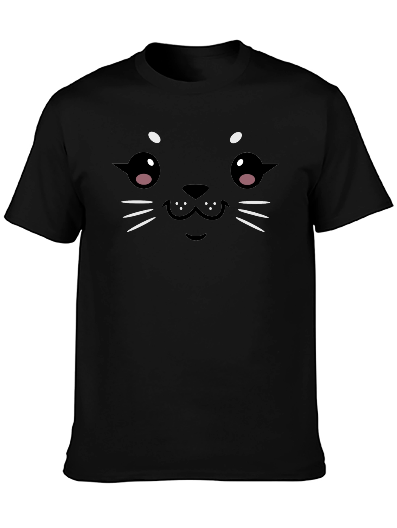 Cute Seal Face Graphic Black T-Shirt