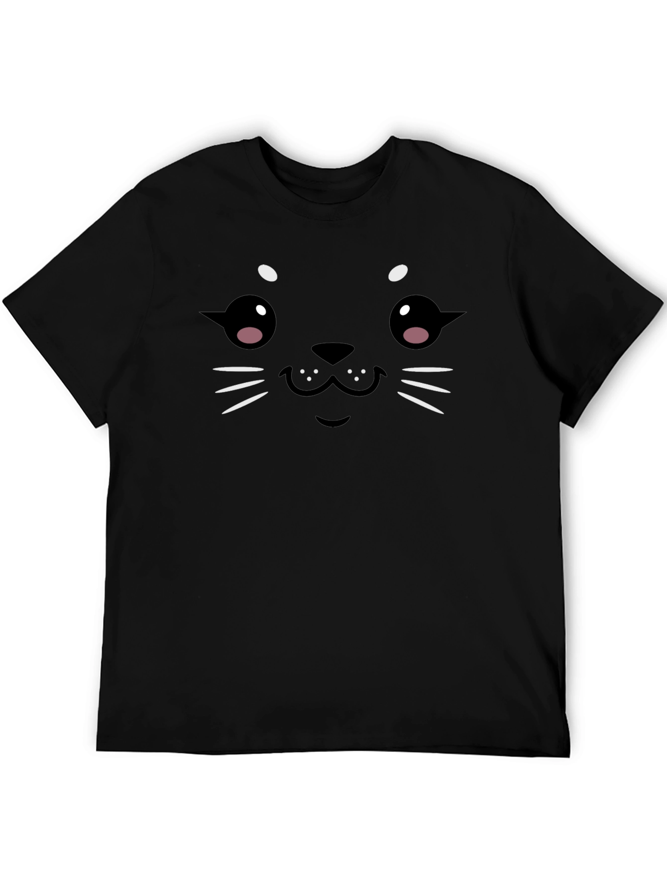 Cute Seal Face Graphic Black T-Shirt