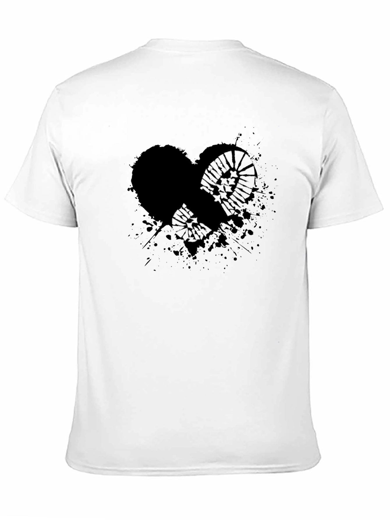 Graphic Print Black T-Shirt - Heart & Gear Design