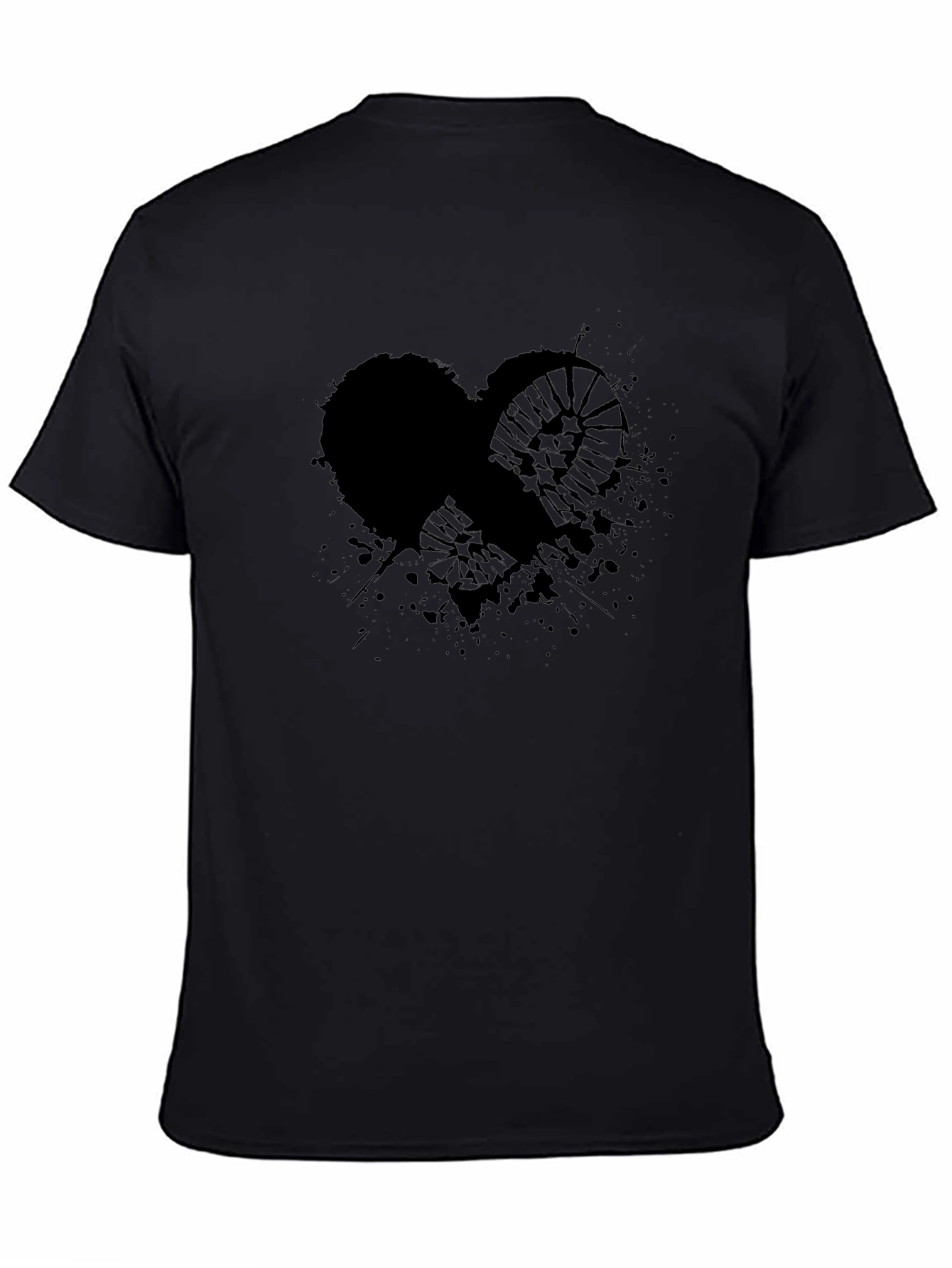 Graphic Print Black T-Shirt - Heart & Gear Design
