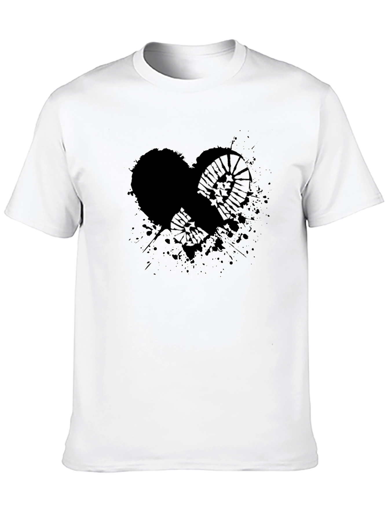 Graphic Print Black T-Shirt - Heart & Gear Design