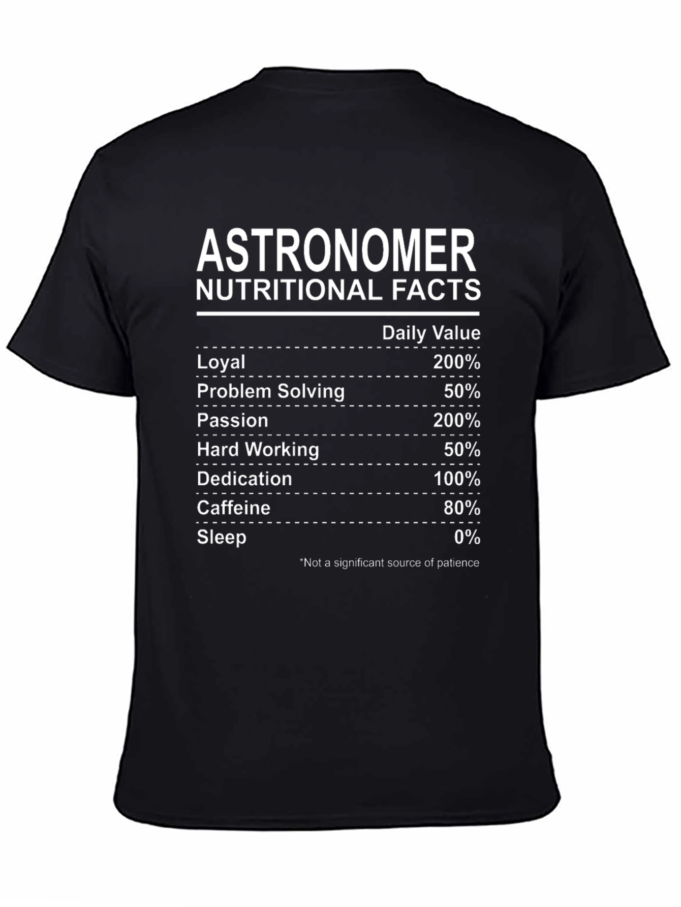 Astronomer Nutritional Facts Black T-Shirt
