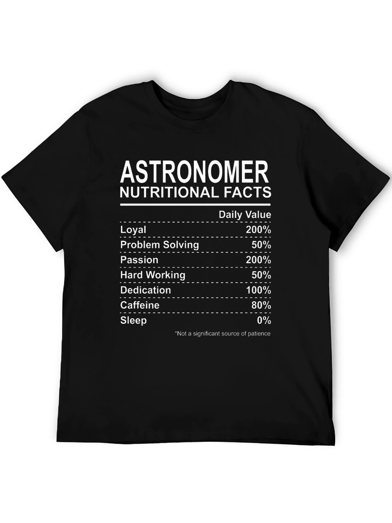 Astronomer Nutritional Facts Black T-Shirt