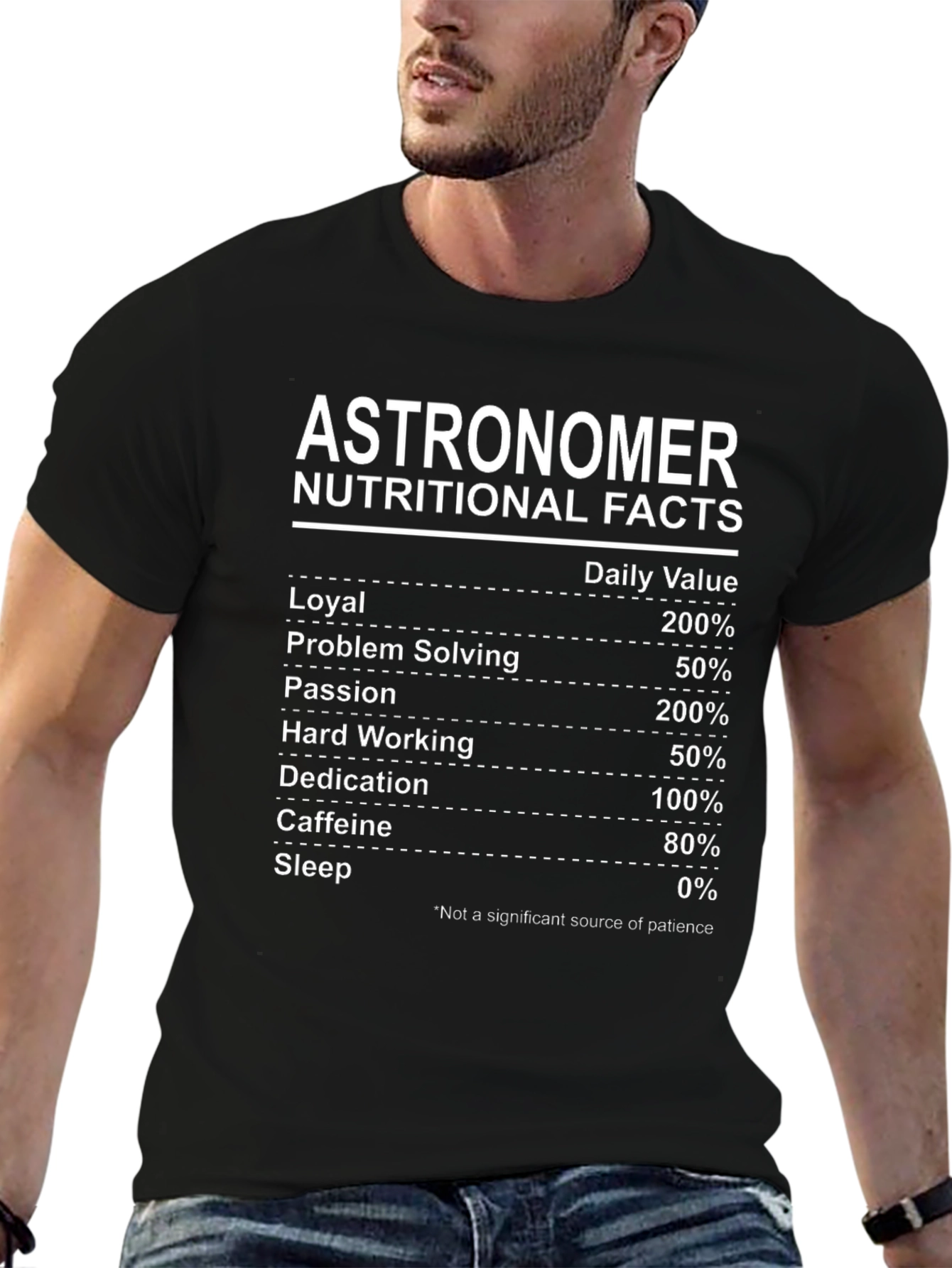 Astronomer Nutritional Facts Black T-Shirt