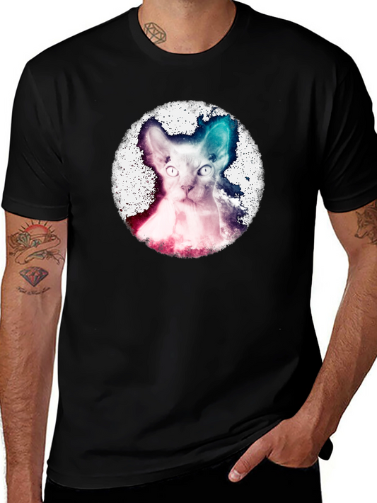 Galaxy Sphynx Cat Graphic Tee - Cool Design!