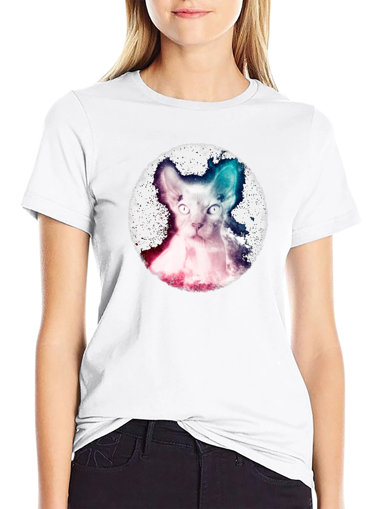 Galaxy Sphynx Cat Graphic Tee - Cool Design!