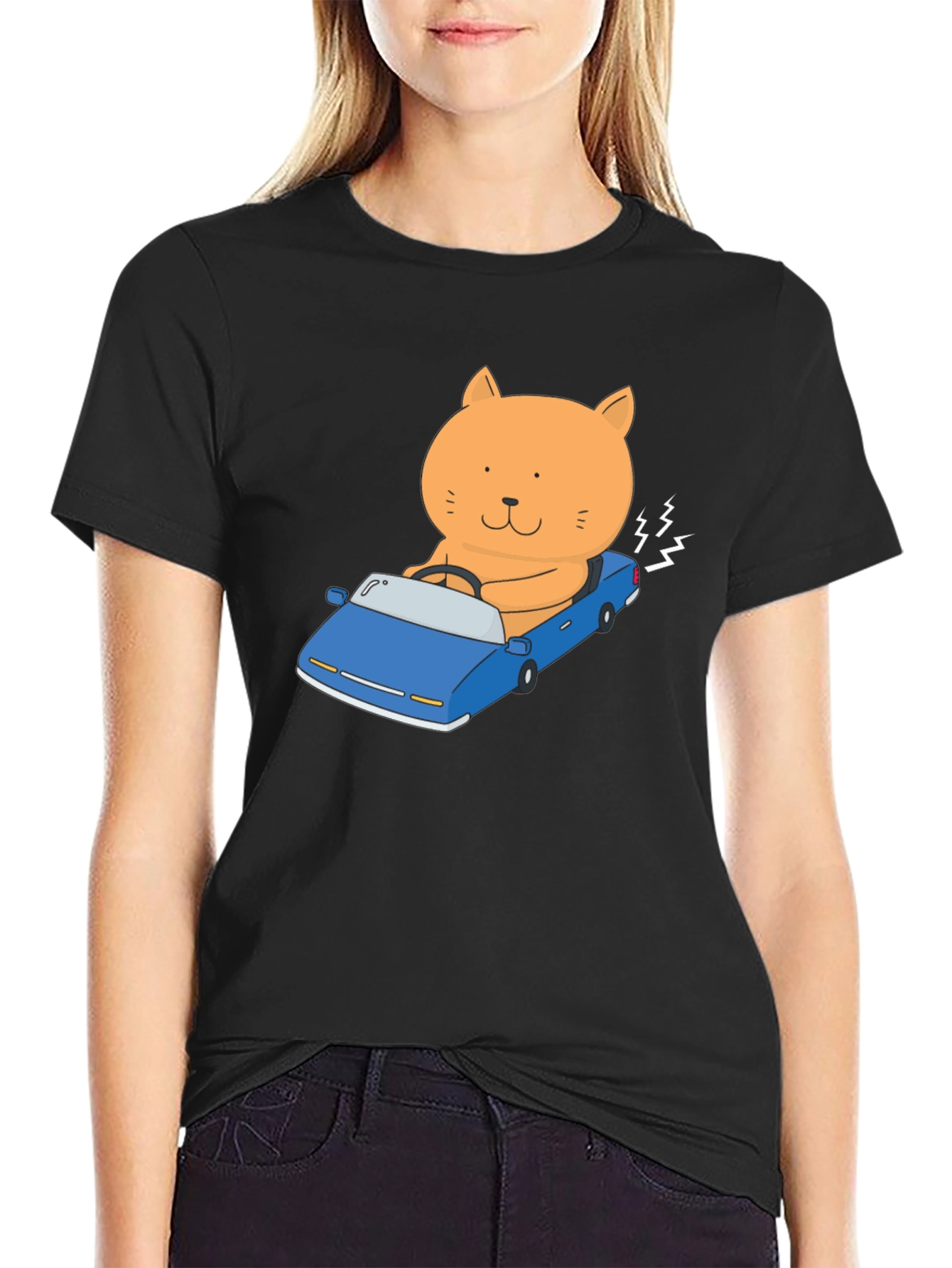 Cat Driving Car Graphic T-Shirt
