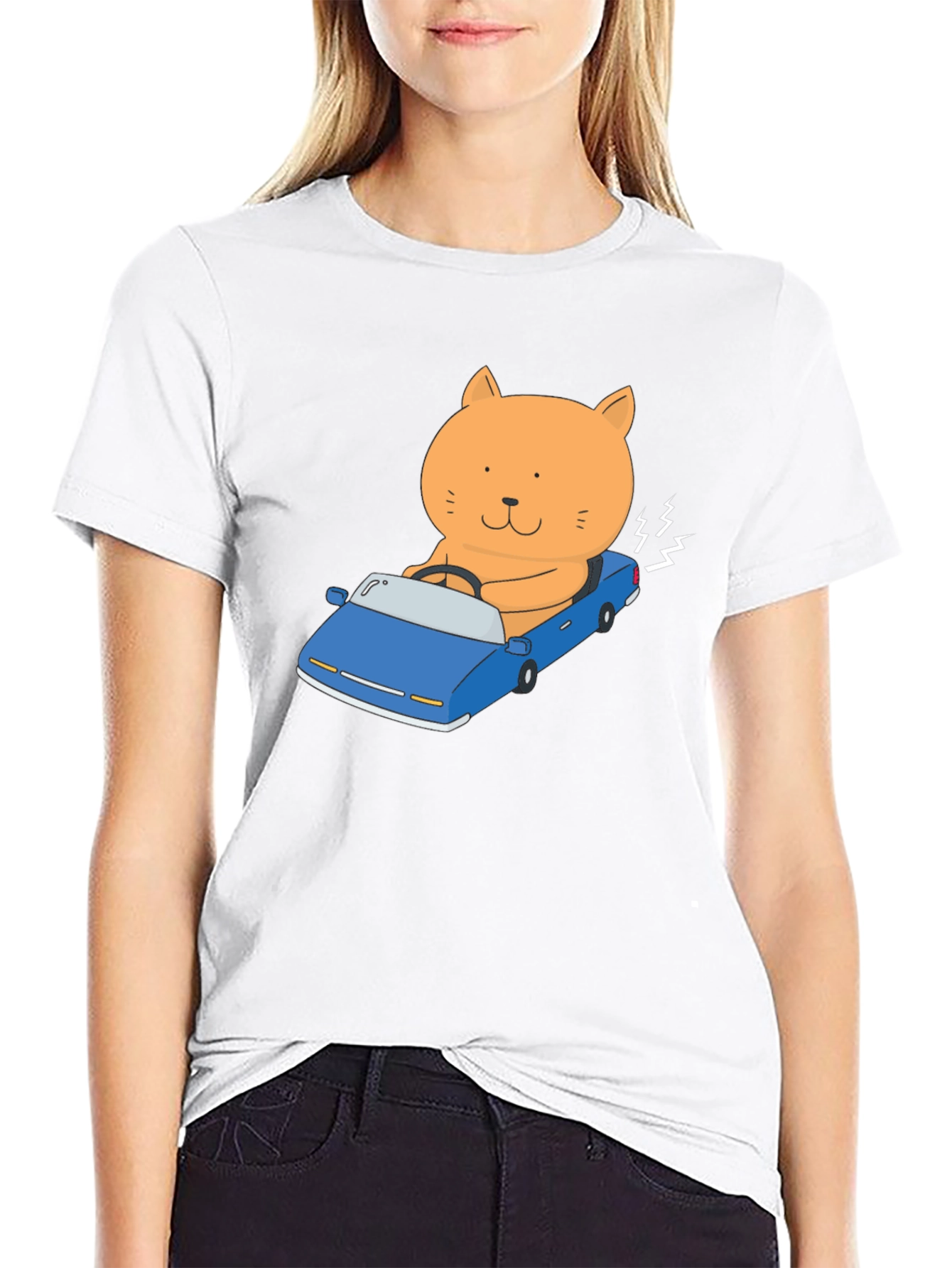 Cat Driving Car Graphic T-Shirt