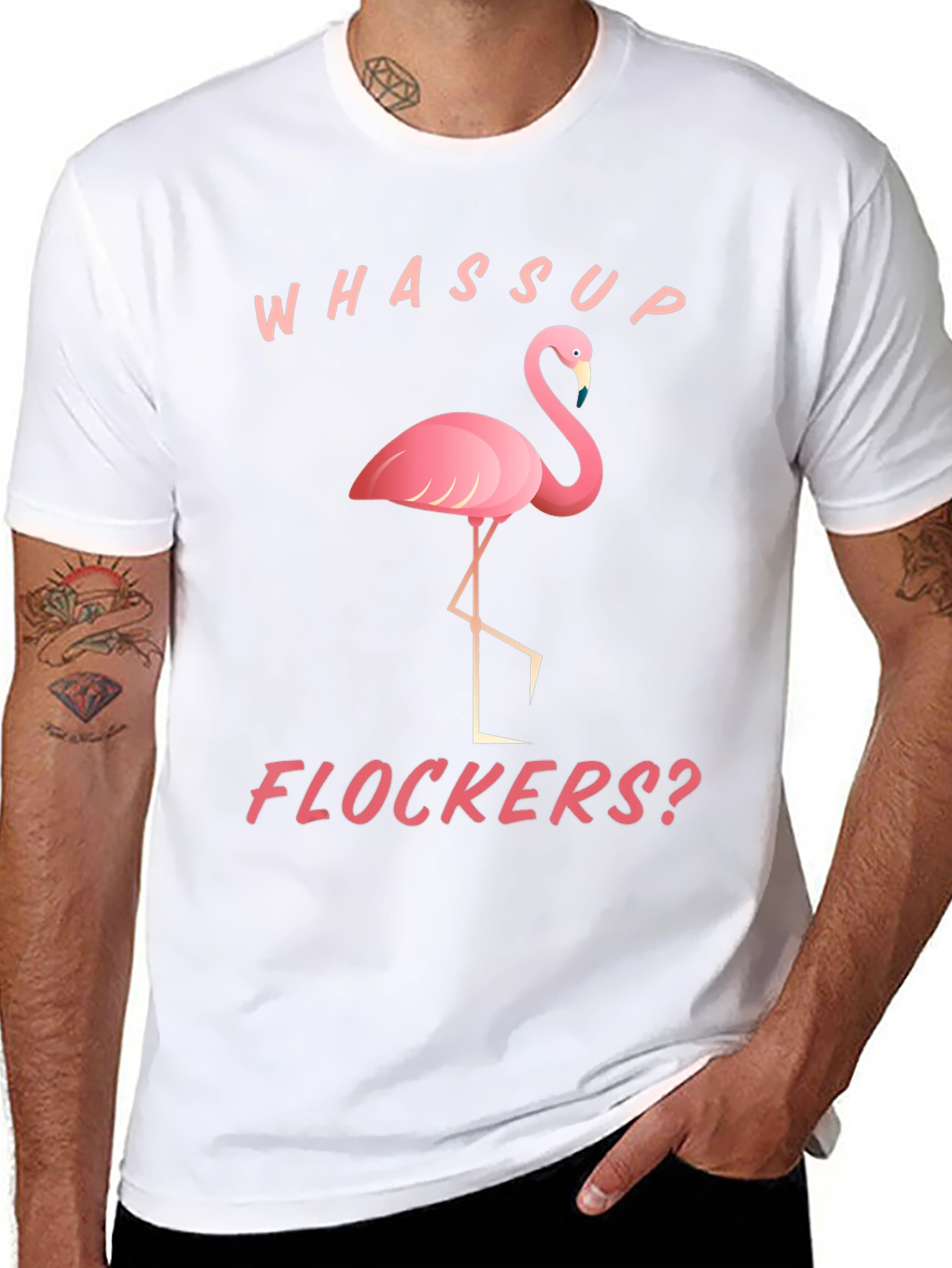 Whassup Flockers? Flamingo Graphic Tee