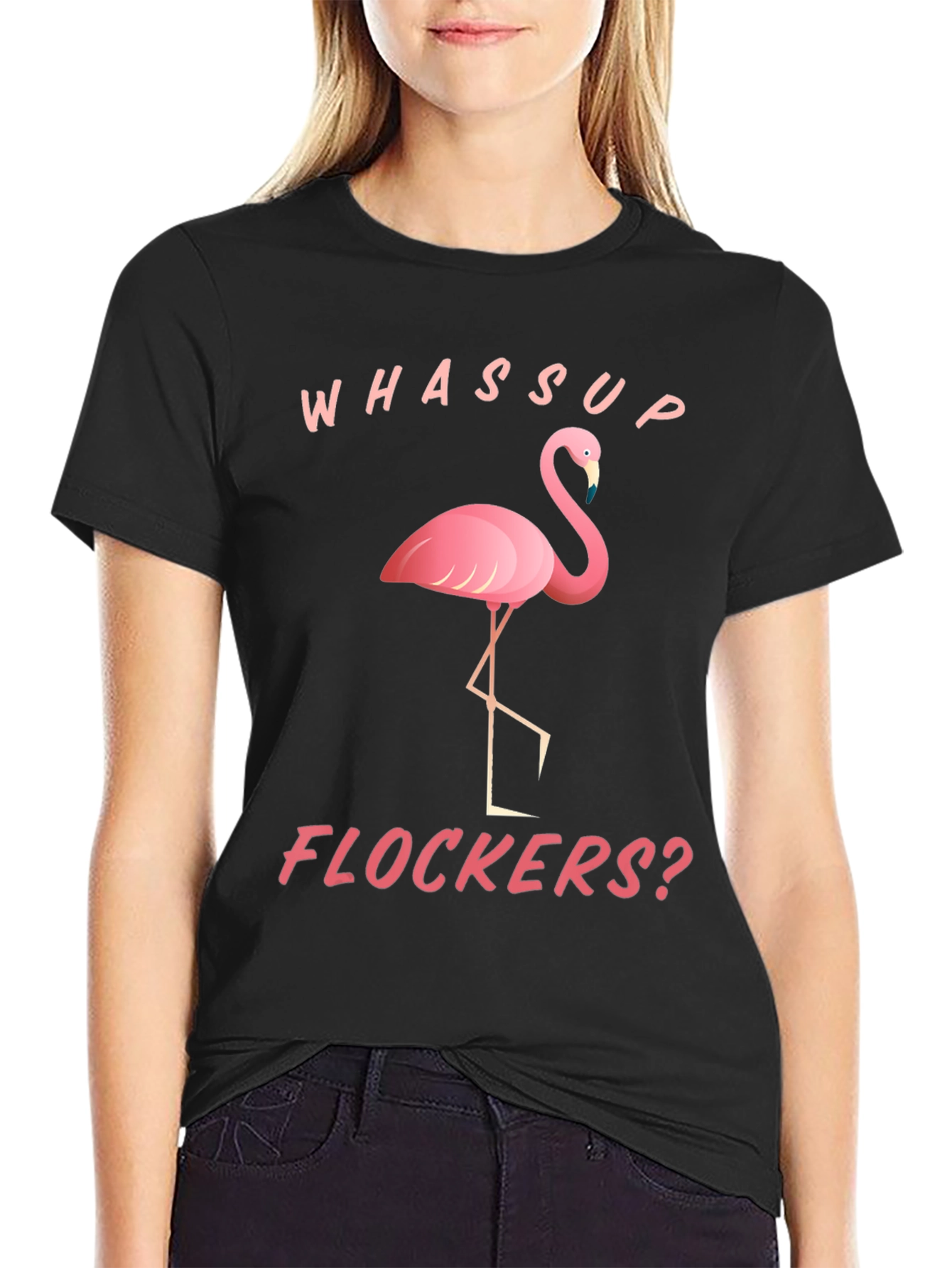 Whassup Flockers? Flamingo Graphic Tee