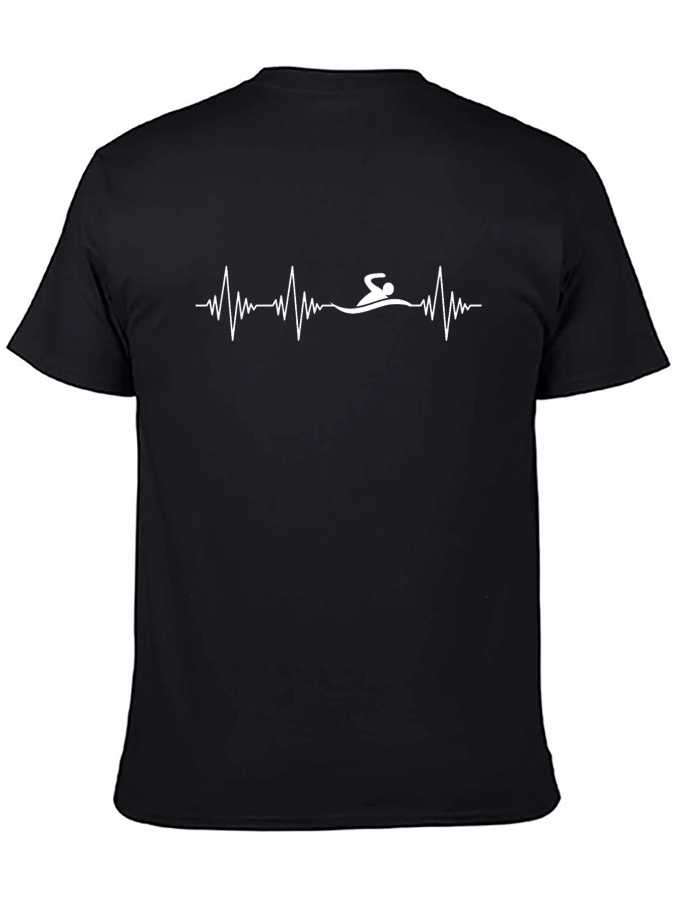 Swimmer Heartbeat T-Shirt - Black Graphic Tee