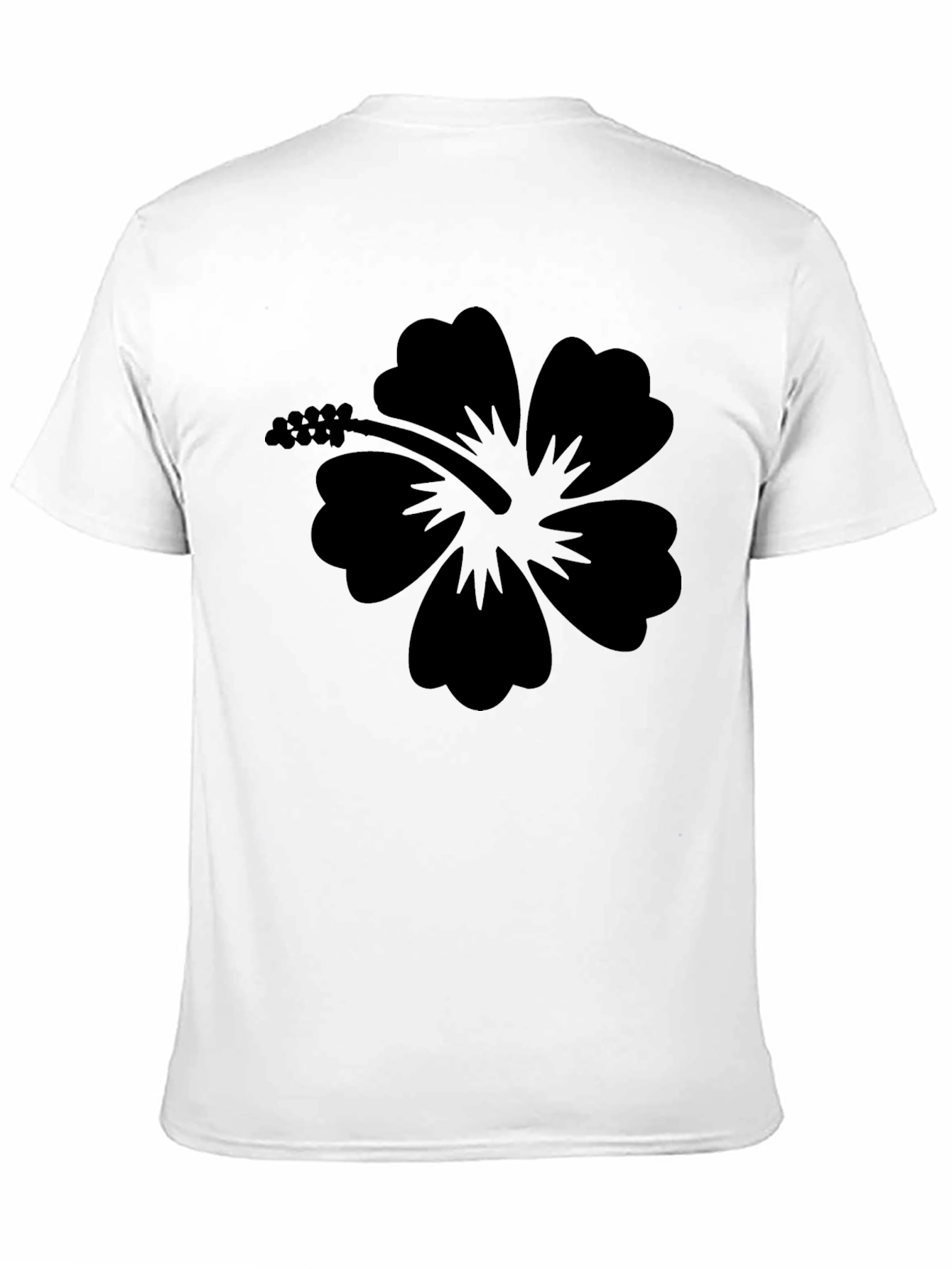 Black Hibiscus Flower Graphic T-Shirt - Casual Style