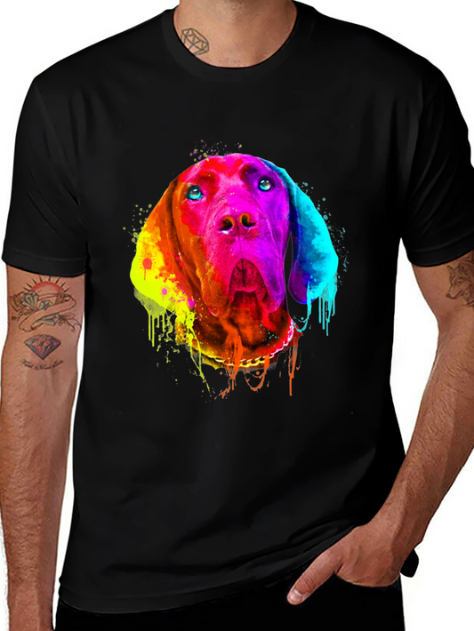 Colorful Dog Graphic Tee - Unisex Black T-Shirt