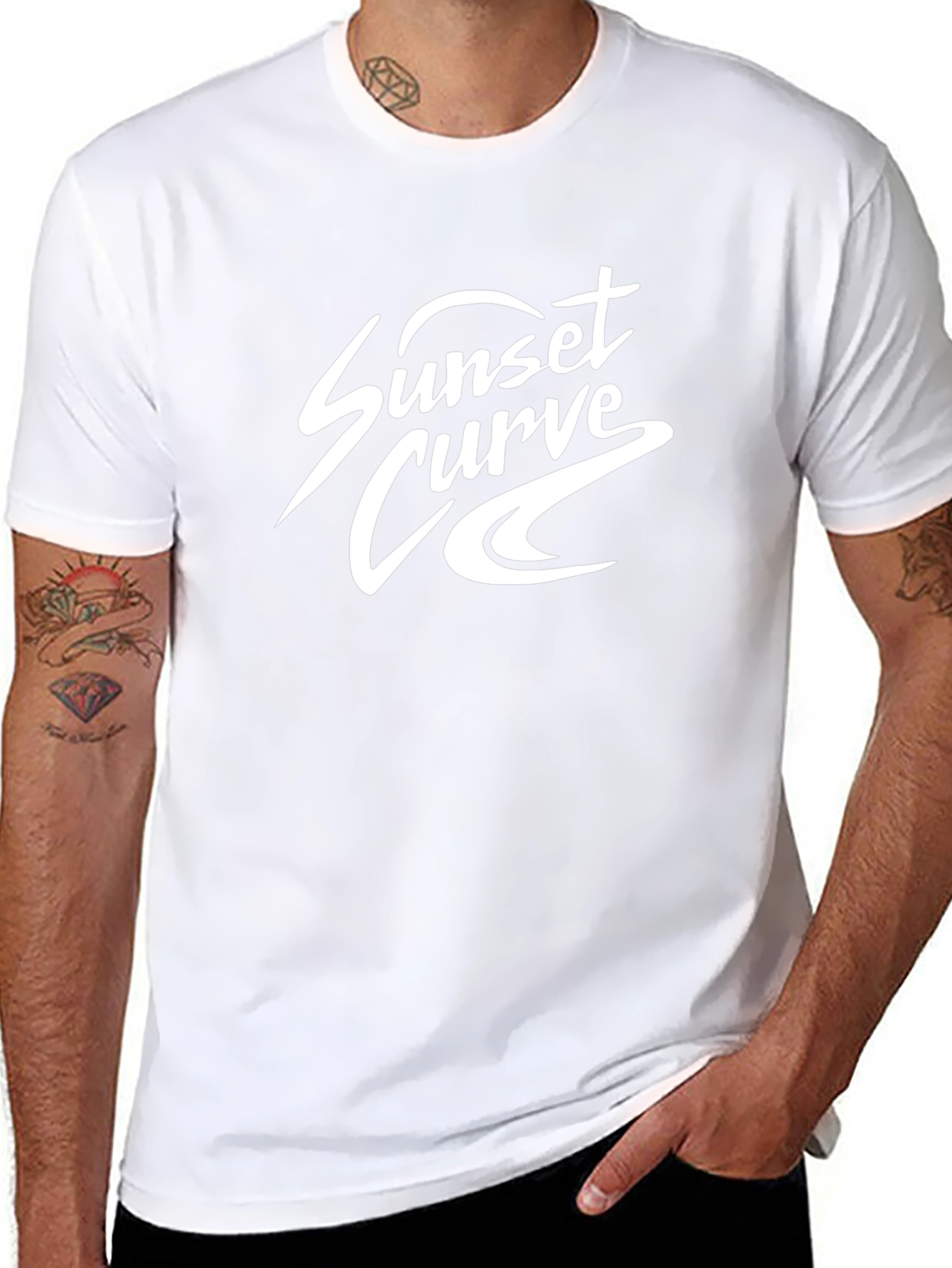 Sunset Curve Band Graphic Tee - Classic Black Cotton