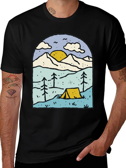Camping Adventure Graphic Tee - Black