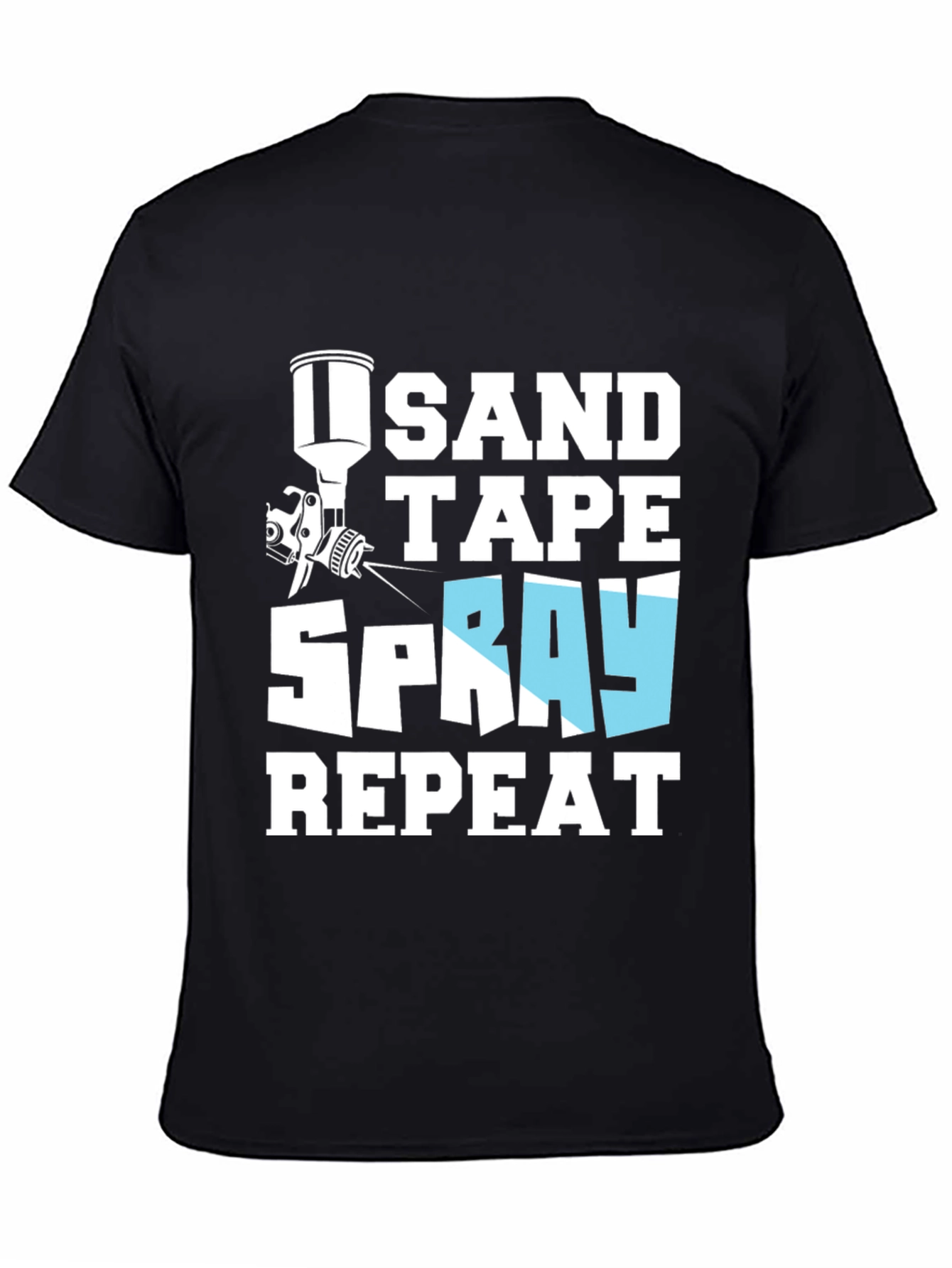 Sand Tape Spray Repeat Black T-Shirt