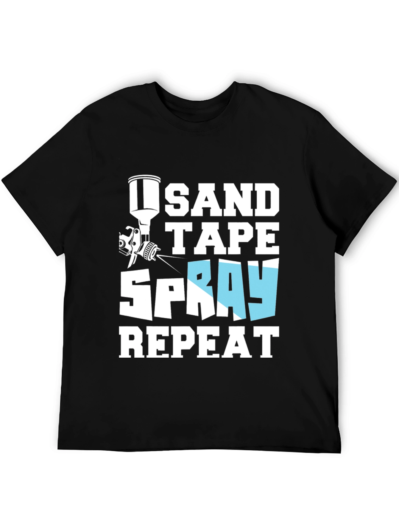 Sand Tape Spray Repeat Black T-Shirt