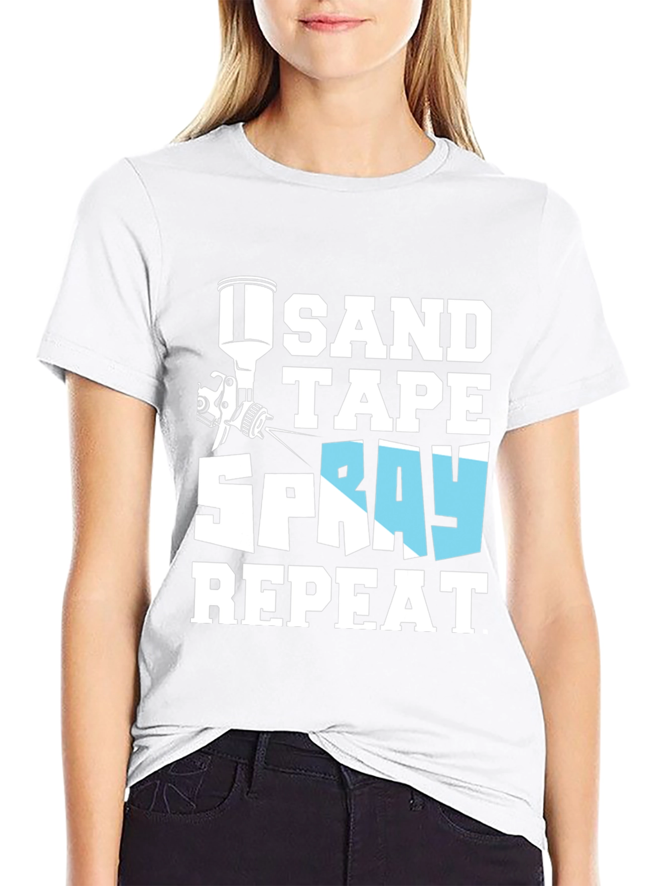 Sand Tape Spray Repeat Black T-Shirt