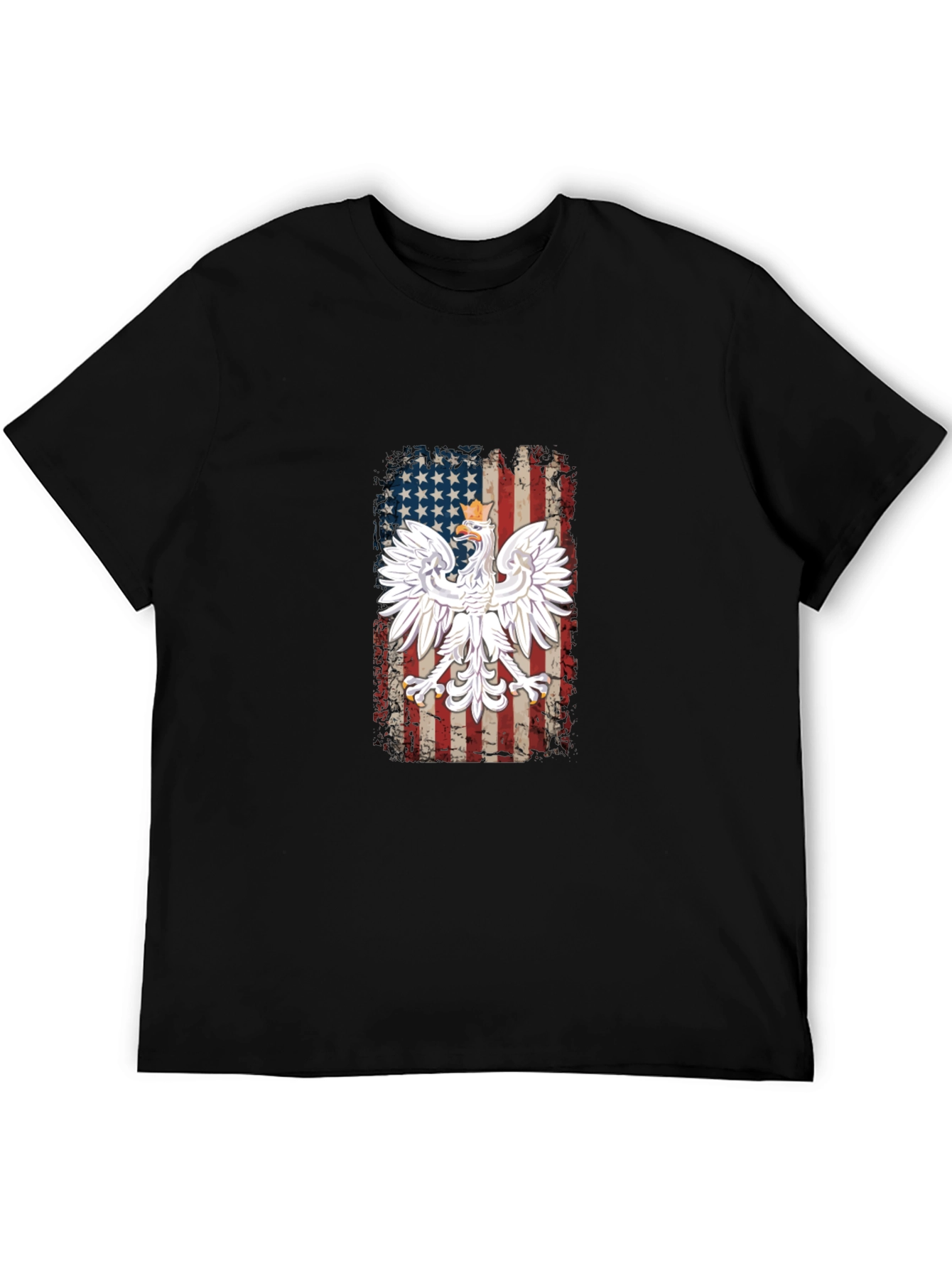 Polish Eagle USA Flag Mens T-Shirt