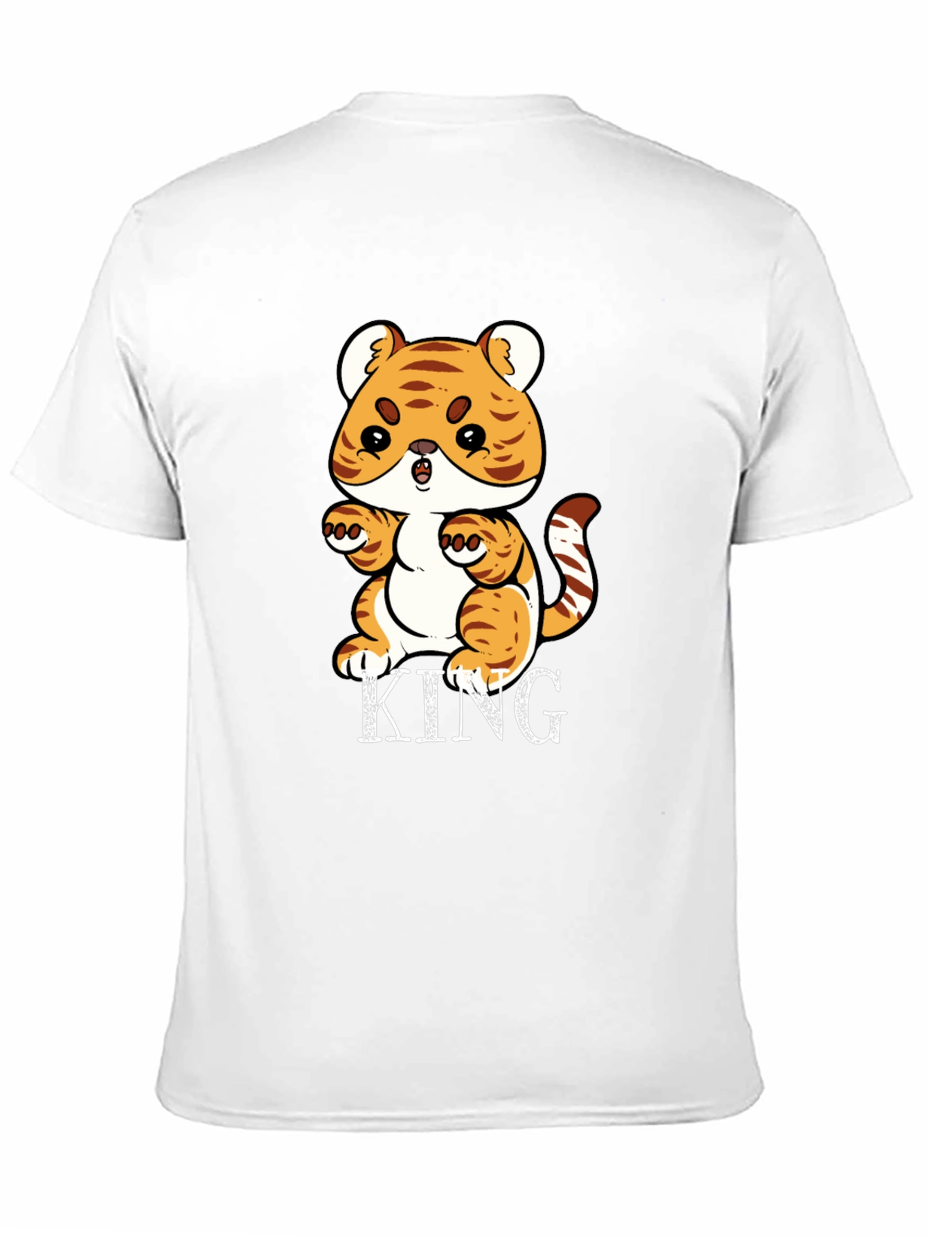 Cute Tiger King Graphic Print Black T-Shirt