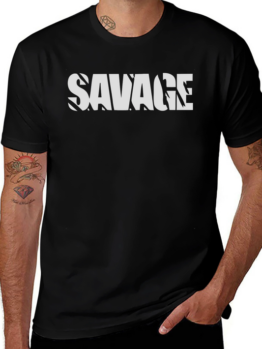 Savage Graphic Print Black T-Shirt for Men