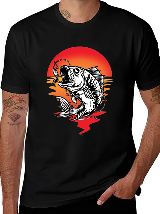 Bass Fishing Sunset Graphic Tee